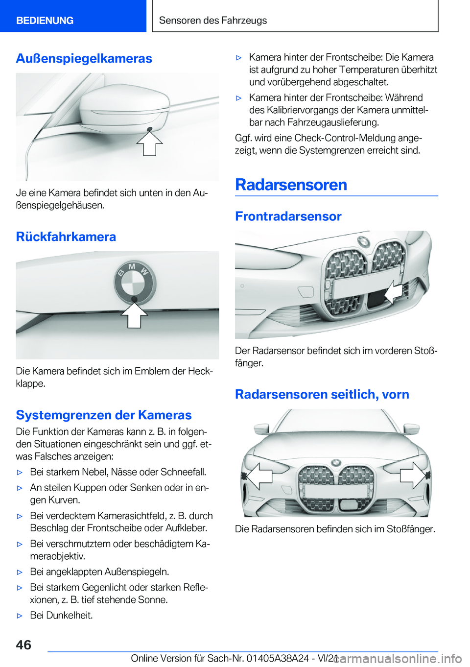 BMW 4 SERIES GRAN COUPE 2022  Betriebsanleitungen (in German) �A�u�