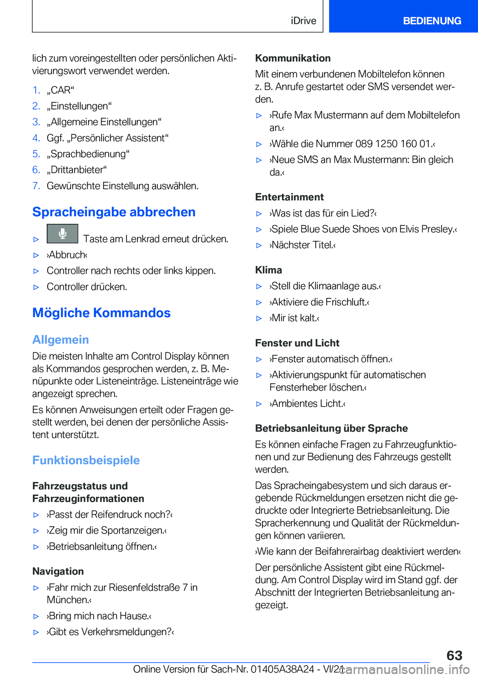 BMW 4 SERIES GRAN COUPE 2022  Betriebsanleitungen (in German) �l�i�c�h��z�u�m��v�o�r�e�i�n�g�e�s�t�e�l�l�t�e�n��o�d�e�r��p�e�r�s�