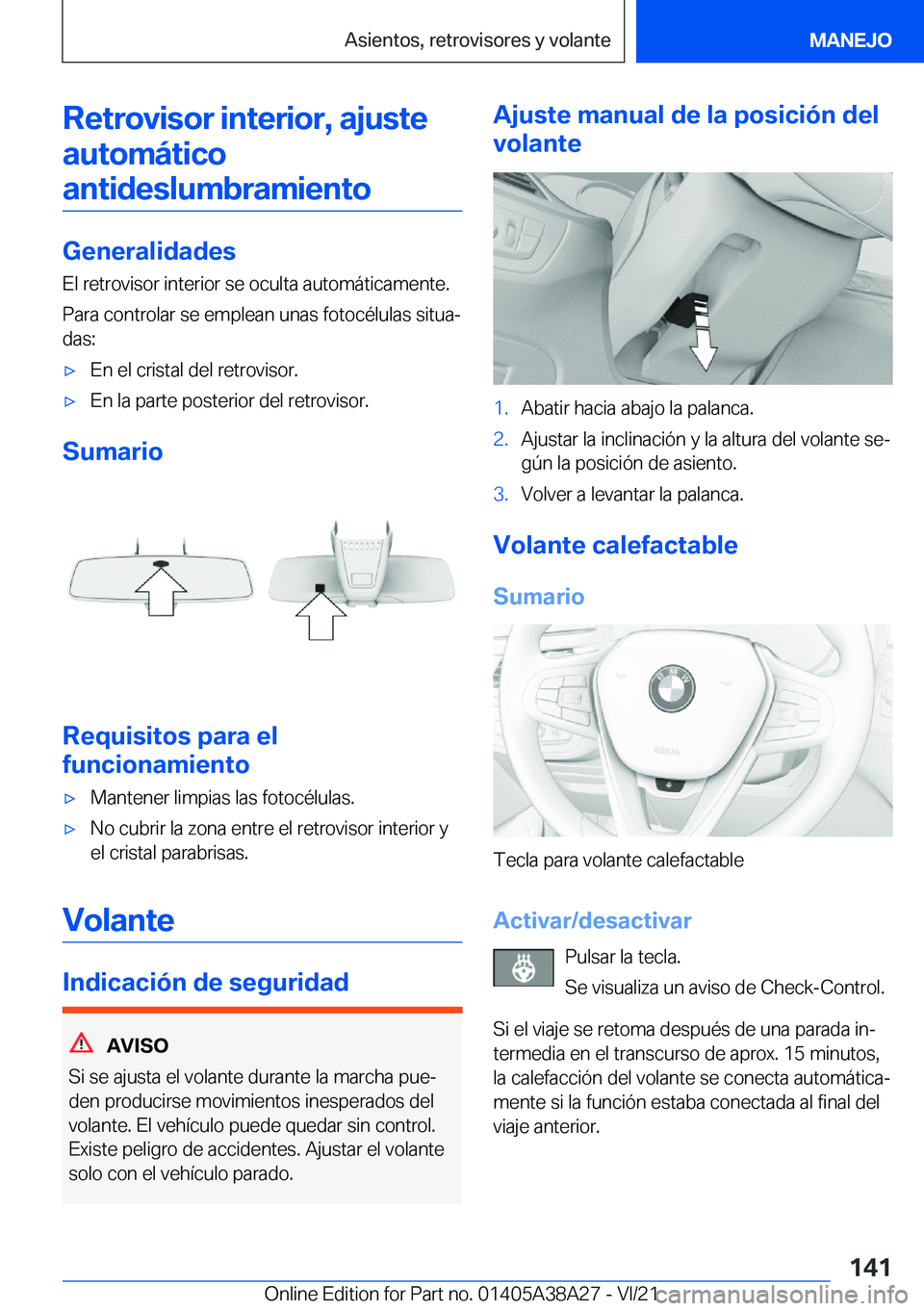 BMW 4 SERIES GRAN COUPE 2022  Manuales de Empleo (in Spanish) �R�e�t�r�o�v�i�s�o�r��i�n�t�e�r�i�o�r�,��a�j�u�s�t�e�a�u�t�o�m�