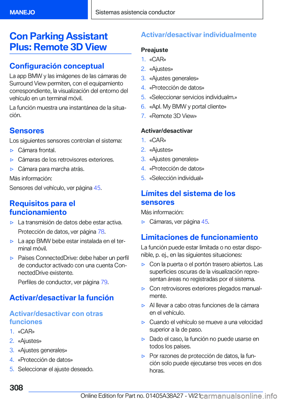BMW 4 SERIES GRAN COUPE 2022  Manuales de Empleo (in Spanish) �C�o�n��P�a�r�k�i�n�g��A�s�s�i�s�t�a�n�t�P�l�u�s�:��R�e�m�o�t�e��3�D��V�i�e�w
�C�o�n�f�i�g�u�r�a�c�i�