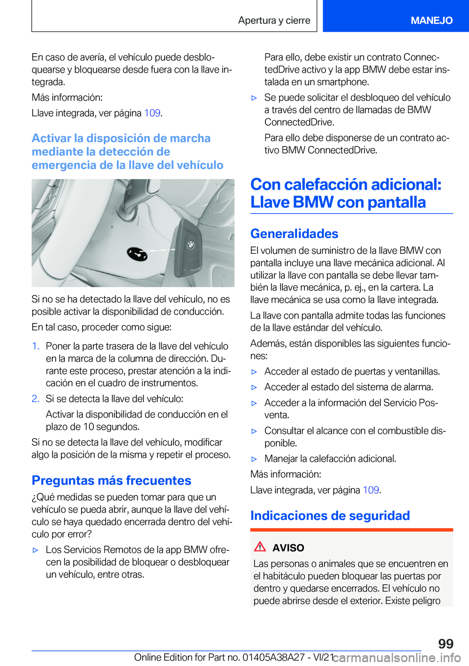 BMW 4 SERIES GRAN COUPE 2022  Manuales de Empleo (in Spanish) �E�n��c�a�s�o��d�e��a�v�e�r�