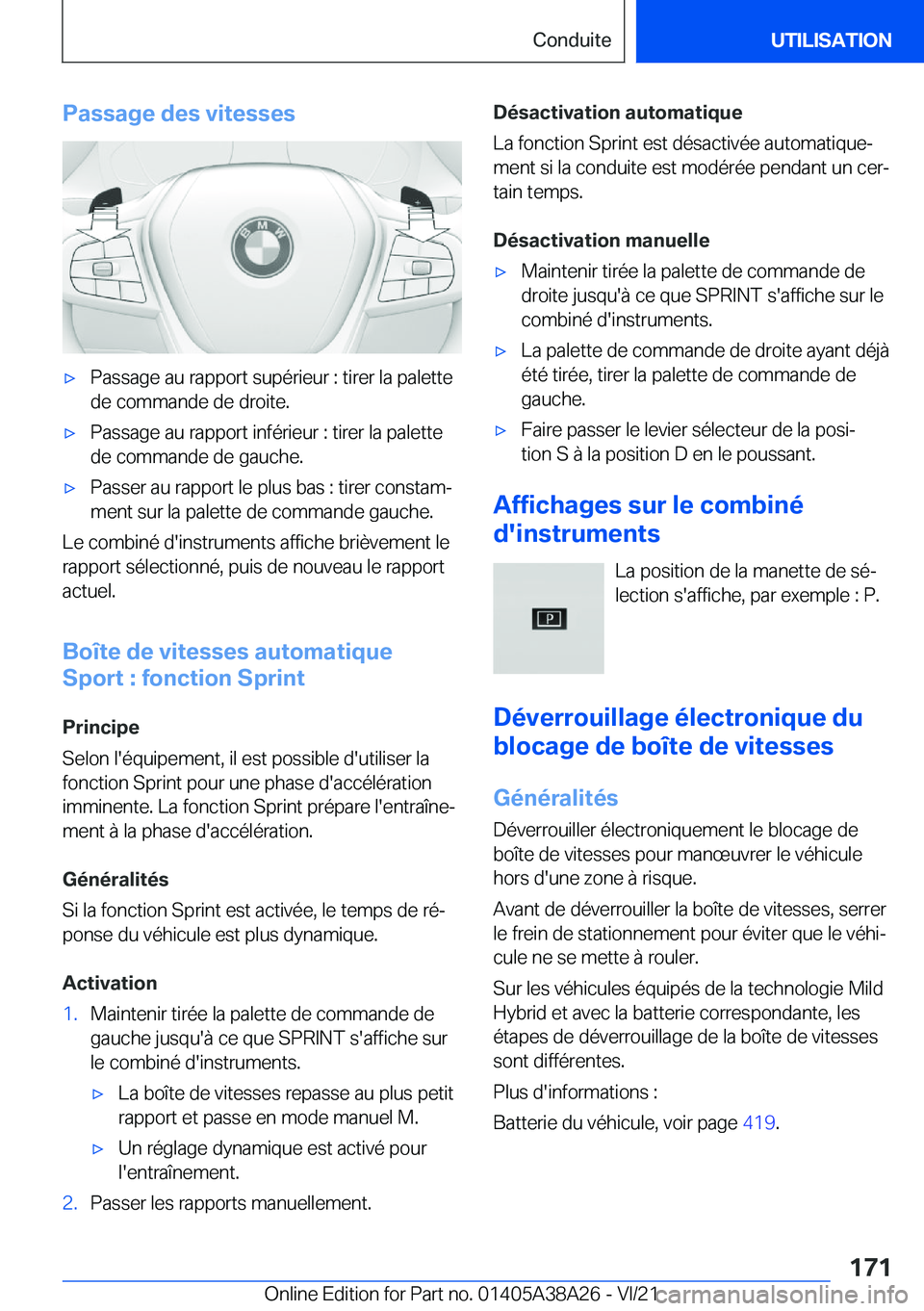 BMW 4 SERIES GRAN COUPE 2022  Notices Demploi (in French) �P�a�s�s�a�g�e��d�e�s��v�i�t�e�s�s�e�s'x�P�a�s�s�a�g�e��a�u��r�a�p�p�o�r�t��s�u�p�é�r�i�e�u�r��:��t�i�r�e�r��l�a��p�a�l�e�t�t�e�d�e��c�o�m�m�a�n�d�e��d�e��d�r�o�i�t�e�.'x�P�a�s�s�