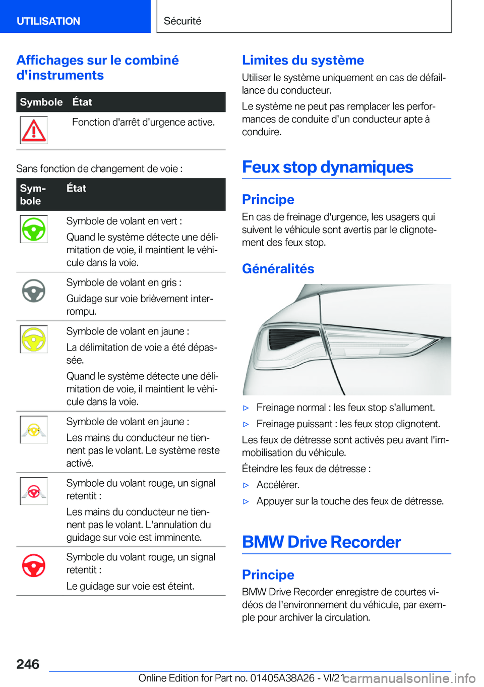 BMW 4 SERIES GRAN COUPE 2022  Notices Demploi (in French) �A�f�f�i�c�h�a�g�e�s��s�u�r��l�e��c�o�m�b�i�n�é
�d�'�i�n�s�t�r�u�m�e�n�t�s�S�y�m�b�o�l�e�