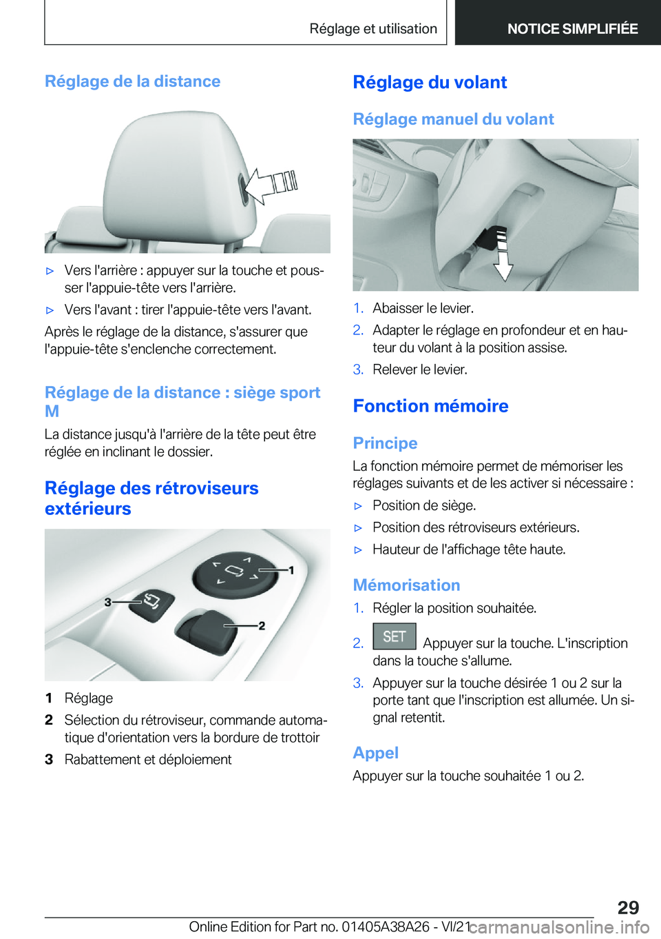 BMW 4 SERIES GRAN COUPE 2022  Notices Demploi (in French) �R�é�g�l�a�g�e��d�e��l�a��d�i�s�t�a�n�c�e'x�V�e�r�s��l�'�a�r�r�i�è�r�e��:��a�p�p�u�y�e�r��s�u�r��l�a��t�o�u�c�h�e��e�t��p�o�u�sj�s�e�r��l�'�a�p�p�u�i�e�-�t�ê�t�e��v�e�r�s�