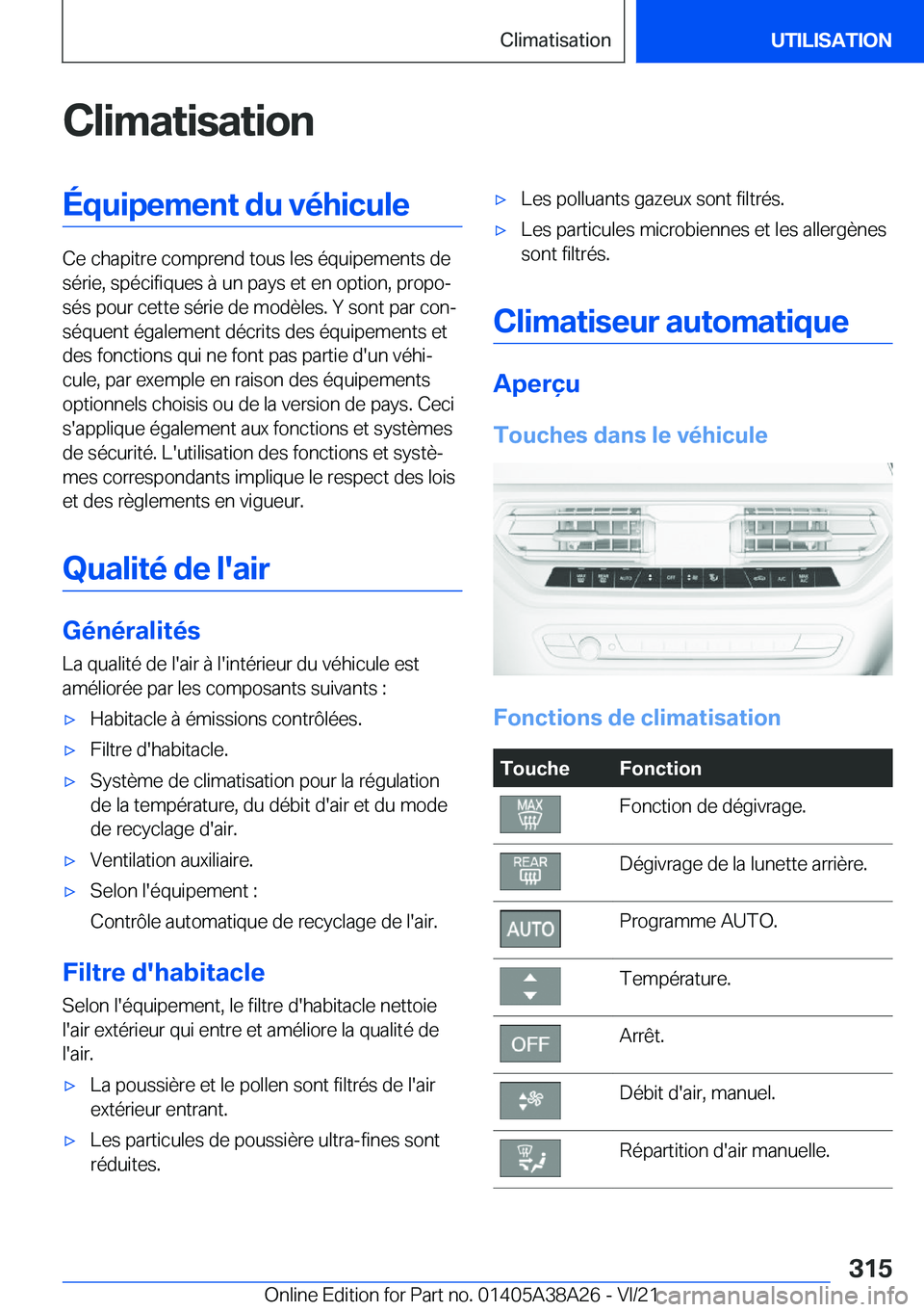 BMW 4 SERIES GRAN COUPE 2022  Notices Demploi (in French) �C�l�i�m�a�t�i�s�a�t�i�o�n�