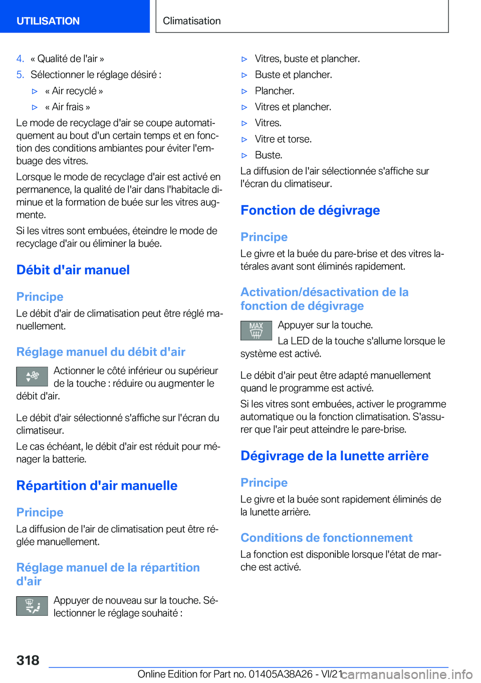 BMW 4 SERIES GRAN COUPE 2022  Notices Demploi (in French) �4�.�k��Q�u�a�l�i�t�é��d�e��l�'�a�i�r��{�5�.�S�é�l�e�c�t�i�o�n�n�e�r��l�e��r�é�g�l�a�g�e��d�é�s�i�r�é��:'x�k��A�i�r��r�e�c�y�c�l�é��{'x�k��A�i�r��f�r�a�i�s��{
�L�e��m�