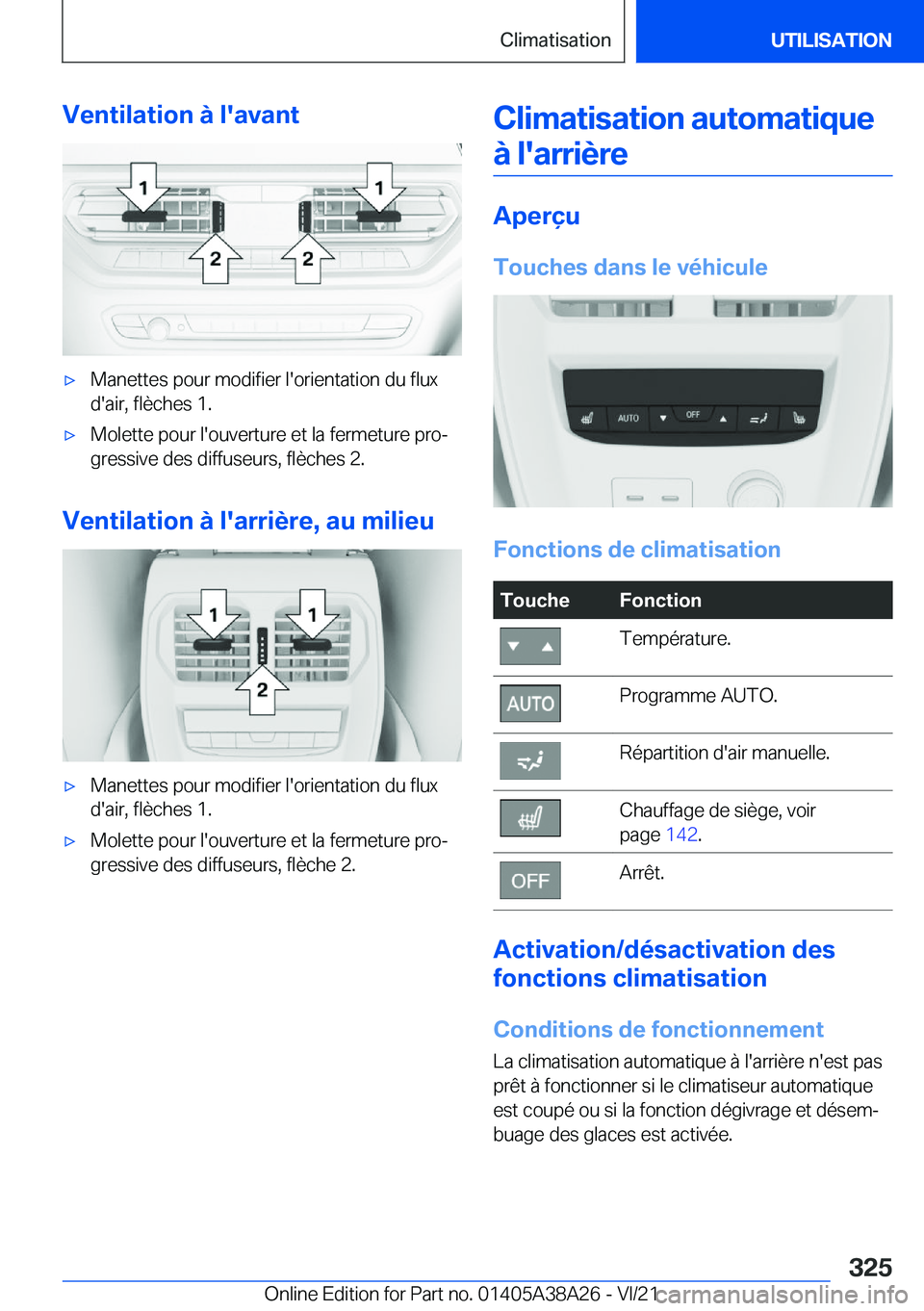 BMW 4 SERIES GRAN COUPE 2022  Notices Demploi (in French) �V�e�n�t�i�l�a�t�i�o�n��