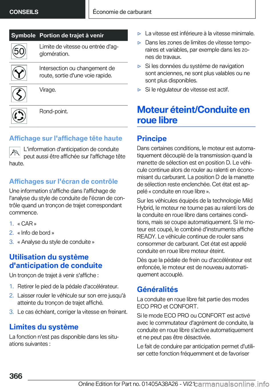 BMW 4 SERIES GRAN COUPE 2022  Notices Demploi (in French) �S�y�m�b�o�l�e�P�o�r�t�i�o�n��d�e��t�r�a�j�e�t��