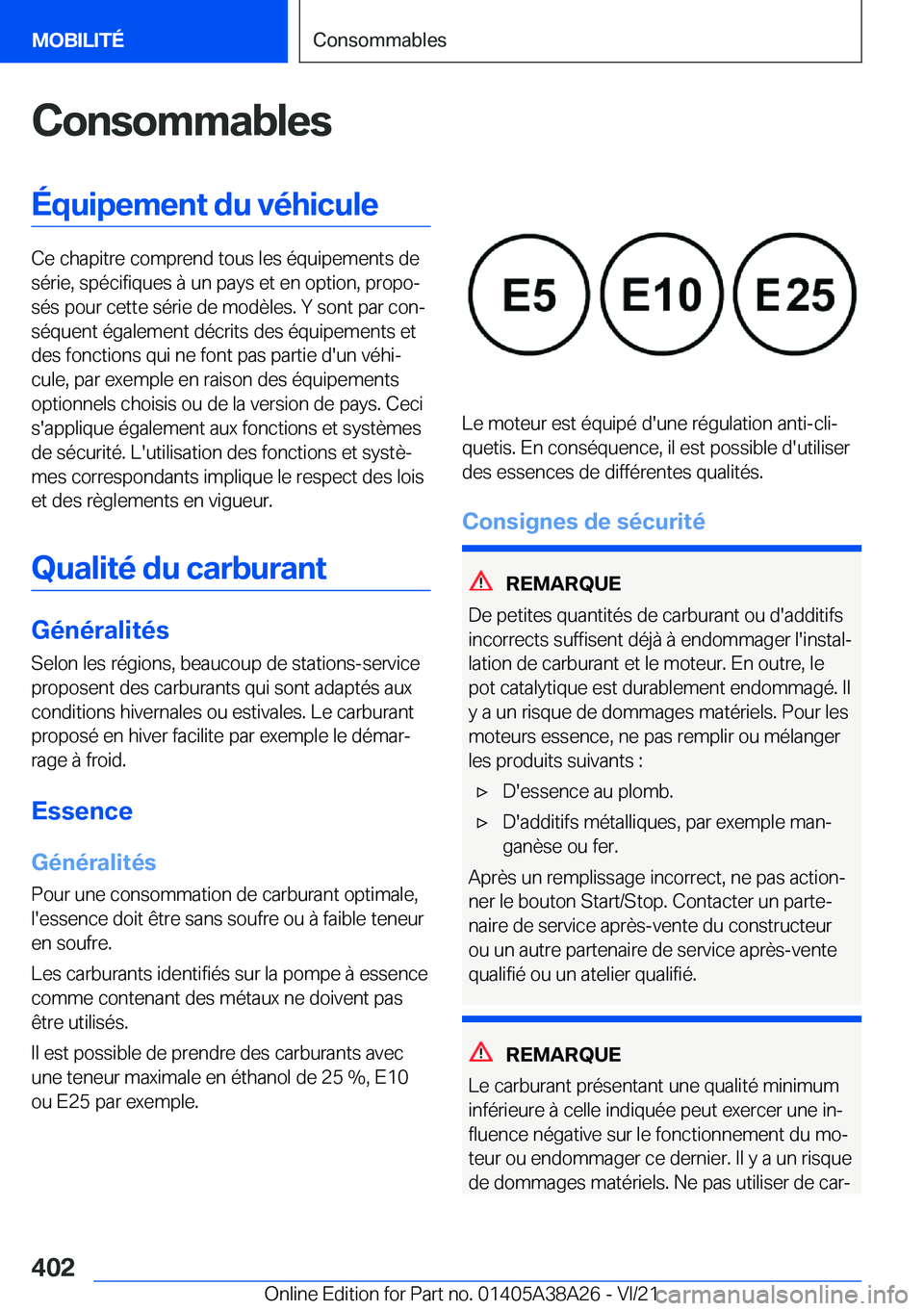 BMW 4 SERIES GRAN COUPE 2022  Notices Demploi (in French) �C�o�n�s�o�m�m�a�b�l�e�s�