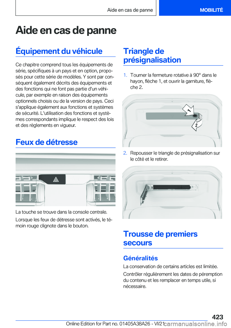 BMW 4 SERIES GRAN COUPE 2022  Notices Demploi (in French) �A�i�d�e��e�n��c�a�s��d�e��p�a�n�n�e�