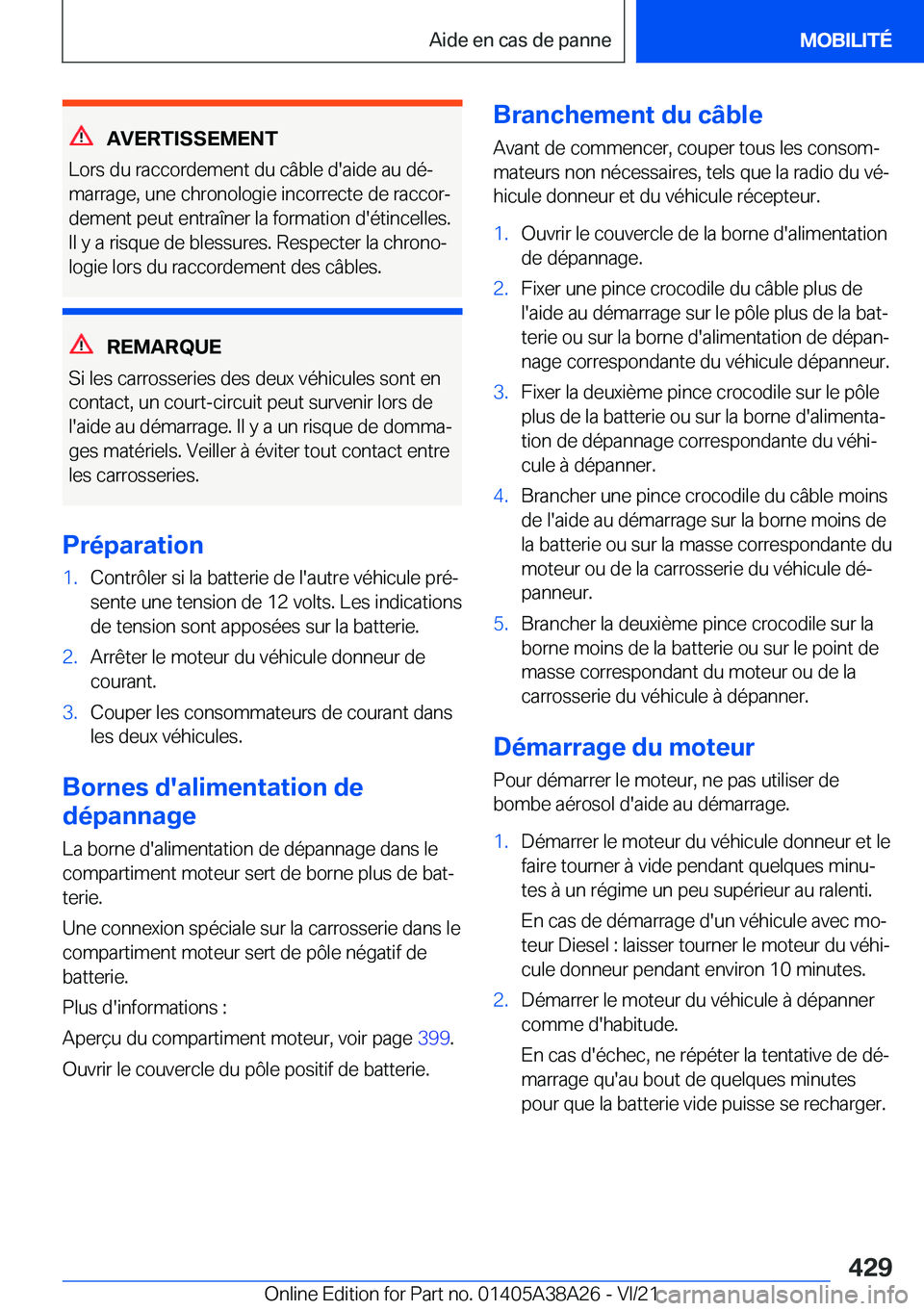 BMW 4 SERIES GRAN COUPE 2022  Notices Demploi (in French) �A�V�E�R�T�I�S�S�E�M�E�N�T
�L�o�r�s��d�u��r�a�c�c�o�r�d�e�m�e�n�t��d�u��c�