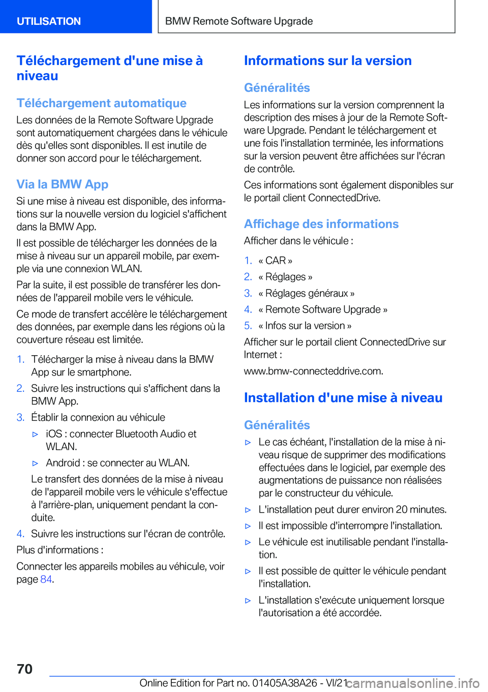 BMW 4 SERIES GRAN COUPE 2022  Notices Demploi (in French) �T�é�l�é�c�h�a�r�g�e�m�e�n�t��d�'�u�n�e��m�i�s�e��