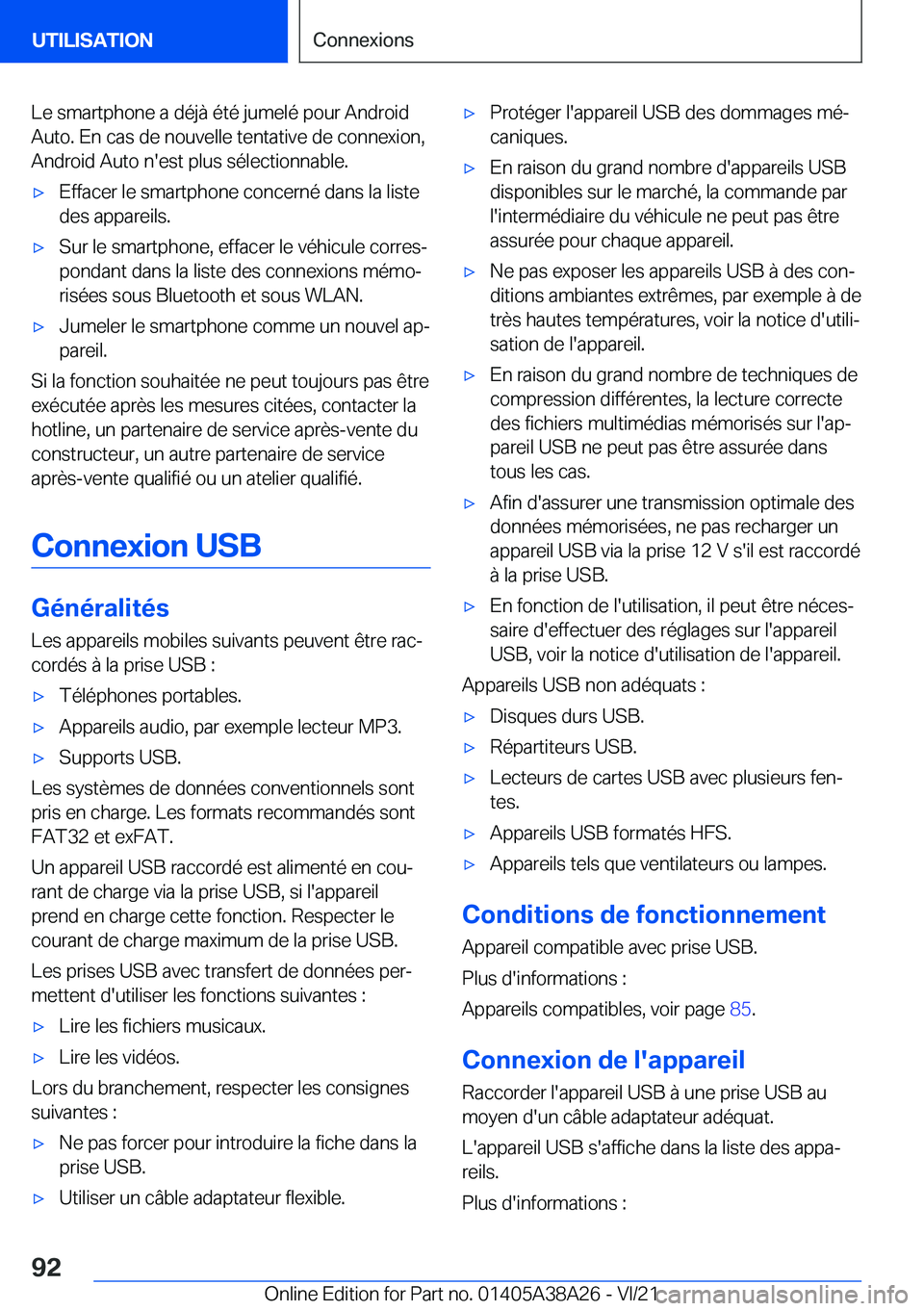 BMW 4 SERIES GRAN COUPE 2022  Notices Demploi (in French) �L�e��s�m�a�r�t�p�h�o�n�e��a��d�é�j�