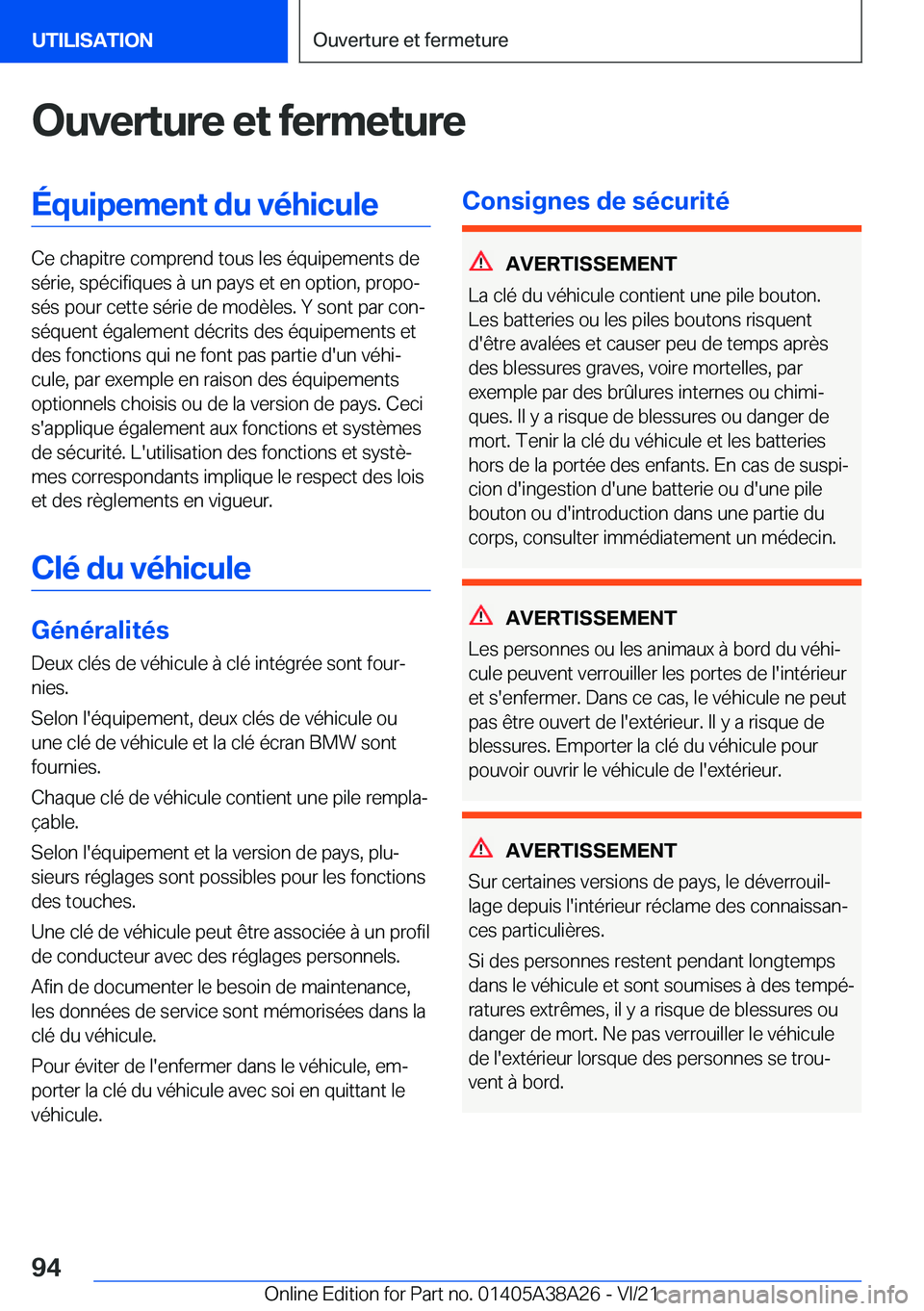 BMW 4 SERIES GRAN COUPE 2022  Notices Demploi (in French) �O�u�v�e�r�t�u�r�e��e�t��f�e�r�m�e�t�u�r�e�