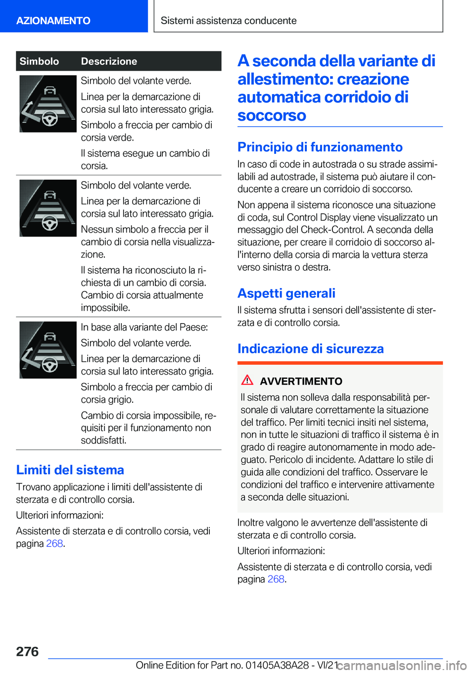 BMW 4 SERIES GRAN COUPE 2022  Libretti Di Uso E manutenzione (in Italian) �S�i�m�b�o�l�o�D�e�s�c�r�i�z�i�o�n�e�S�i�m�b�o�l�o��d�e�l��v�o�l�a�n�t�e��v�e�r�d�e�.
�L�i�n�e�a��p�e�r��l�a��d�e�m�a�r�c�a�z�i�o�n�e��d�i
�c�o�r�s�i�a��s�u�l��l�a�t�o��i�n�t�e�r�e�s�s�a�t�o