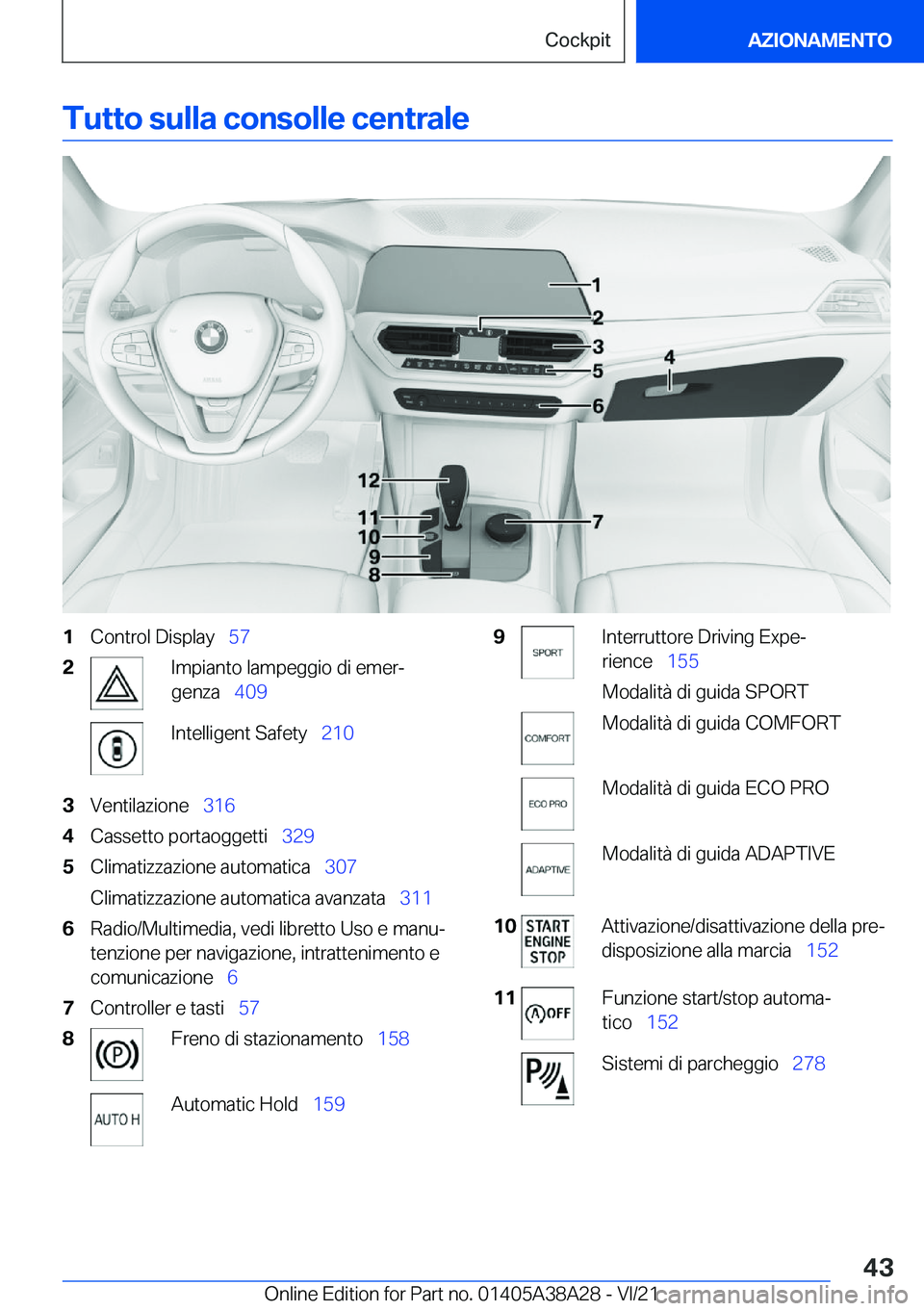BMW 4 SERIES GRAN COUPE 2022  Libretti Di Uso E manutenzione (in Italian) �T�u�t�t�o��s�u�l�l�a��c�o�n�s�o�l�l�e��c�e�n�t�r�a�l�e�1�C�o�n�t�r�o�l��D�i�s�p�l�a�y\_�5�7�2�I�m�p�i�a�n�t�o��l�a�m�p�e�g�g�i�o��d�i��e�m�e�rª
�g�e�n�z�a\_ �4�0�9�I�n�t�e�l�l�i�g�e�n�t�