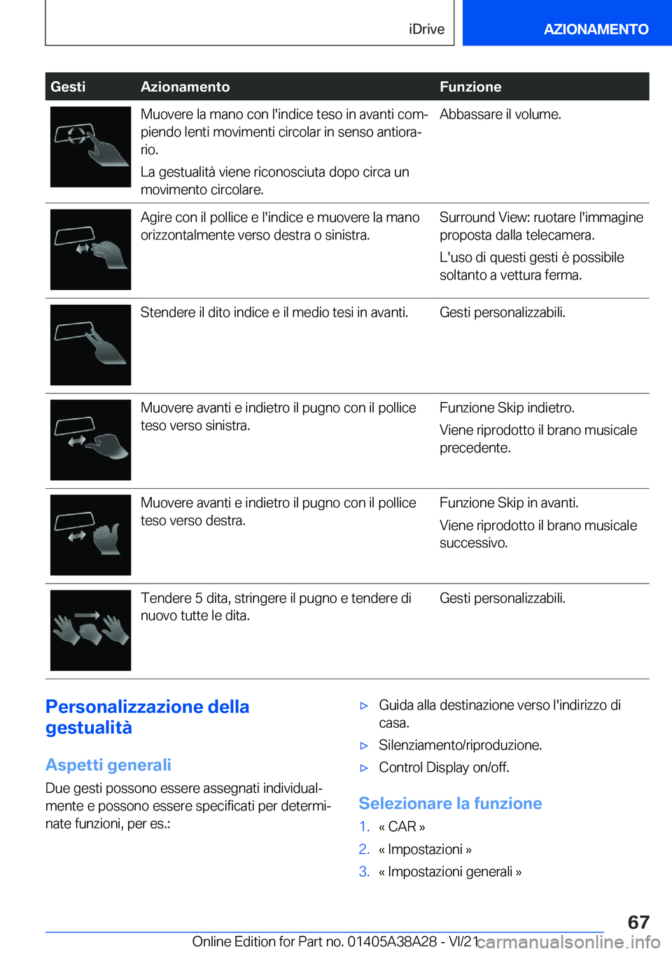 BMW 4 SERIES GRAN COUPE 2022  Libretti Di Uso E manutenzione (in Italian) �G�e�s�t�i�A�z�i�o�n�a�m�e�n�t�o�F�u�n�z�i�o�n�e�M�u�o�v�e�r�e��l�a��m�a�n�o��c�o�n��l�'�i�n�d�i�c�e��t�e�s�o��i�n��a�v�a�n�t�i��c�o�mª�p�i�e�n�d�o��l�e�n�t�i��m�o�v�i�m�e�n�t�i��c�i�