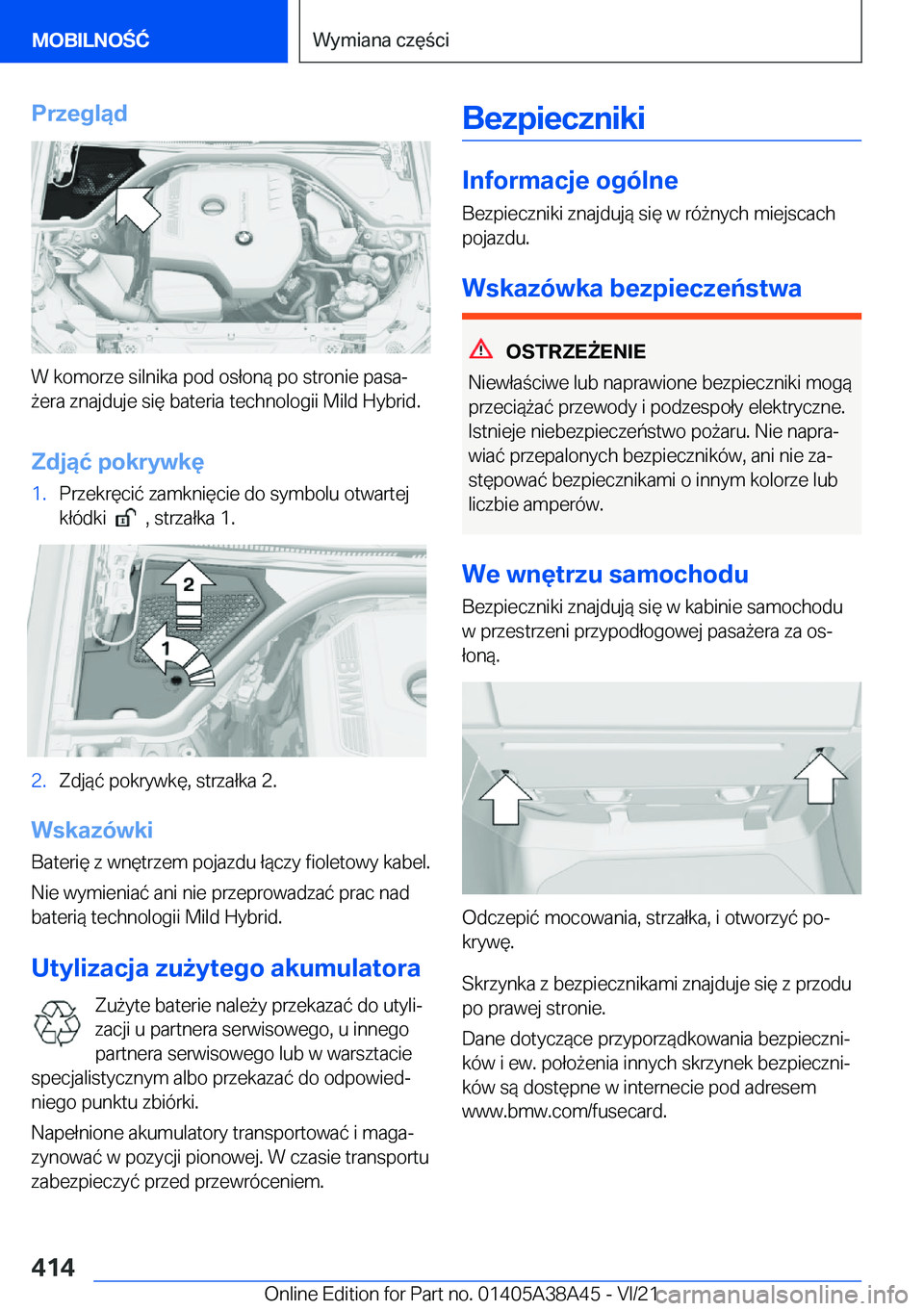 BMW 4 SERIES GRAN COUPE 2022  Instrukcja obsługi (in Polish) �P�r�z�e�g�l�ą�d
�W��k�o�m�o�r�z�e��s�i�l�n�i�k�a��p�o�d��o�s�ł�o�n�
