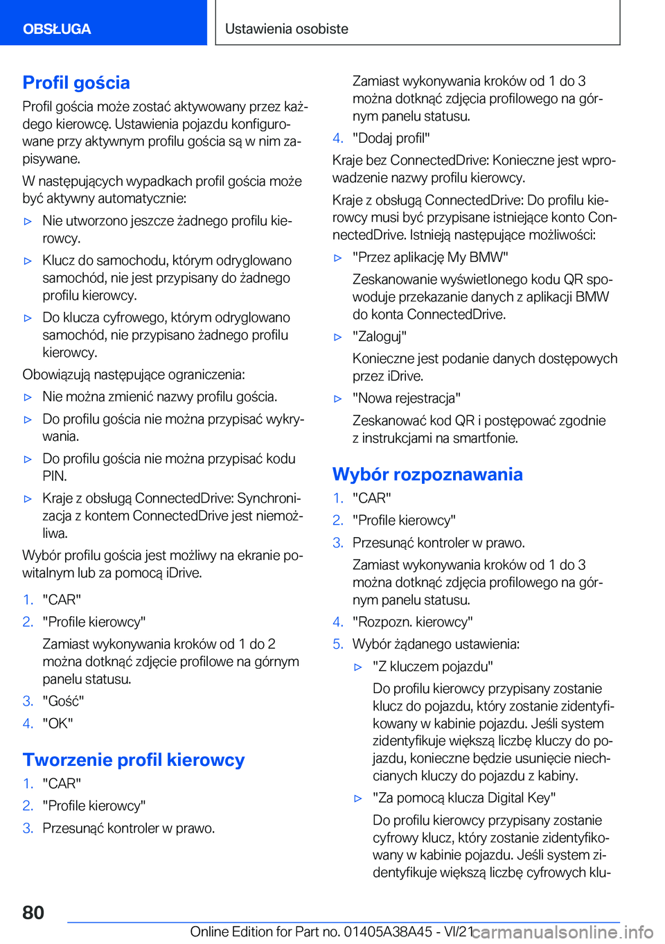 BMW 4 SERIES GRAN COUPE 2022  Instrukcja obsługi (in Polish) �P�r�o�f�i�l��g�o�c�i�a
�P�r�o�f�i�l��g�o�c�i�a��m�o9�e��z�o�s�t�a�