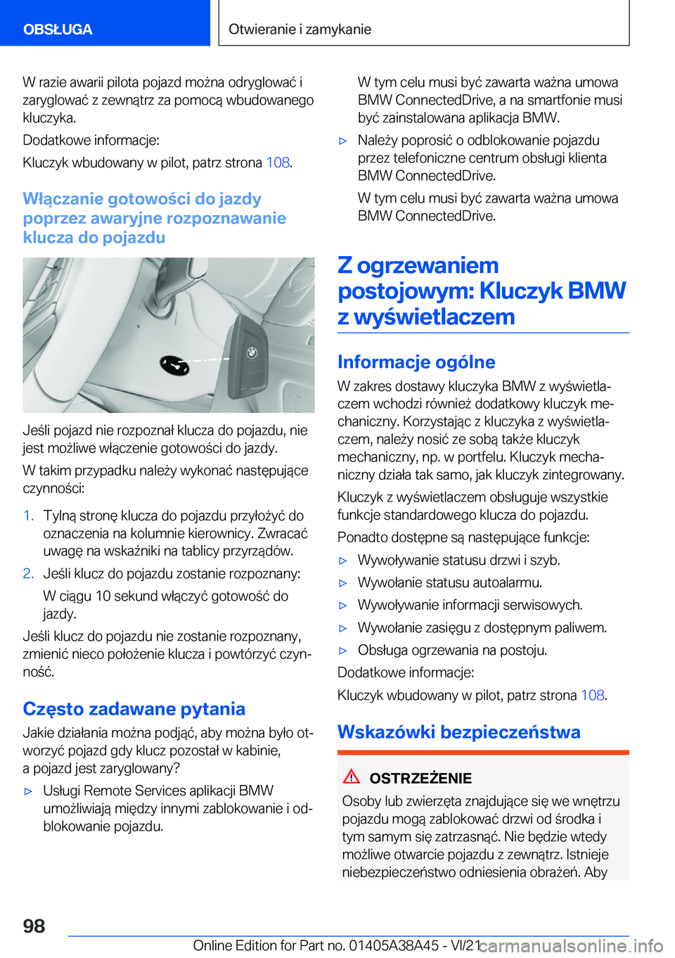 BMW 4 SERIES GRAN COUPE 2022  Instrukcja obsługi (in Polish) �W��r�a�z�i�e��a�w�a�r�i�i��p�i�l�o�t�a��p�o�j�a�z�d��m�o9�n�a��o�d�r�y�g�l�o�w�a�