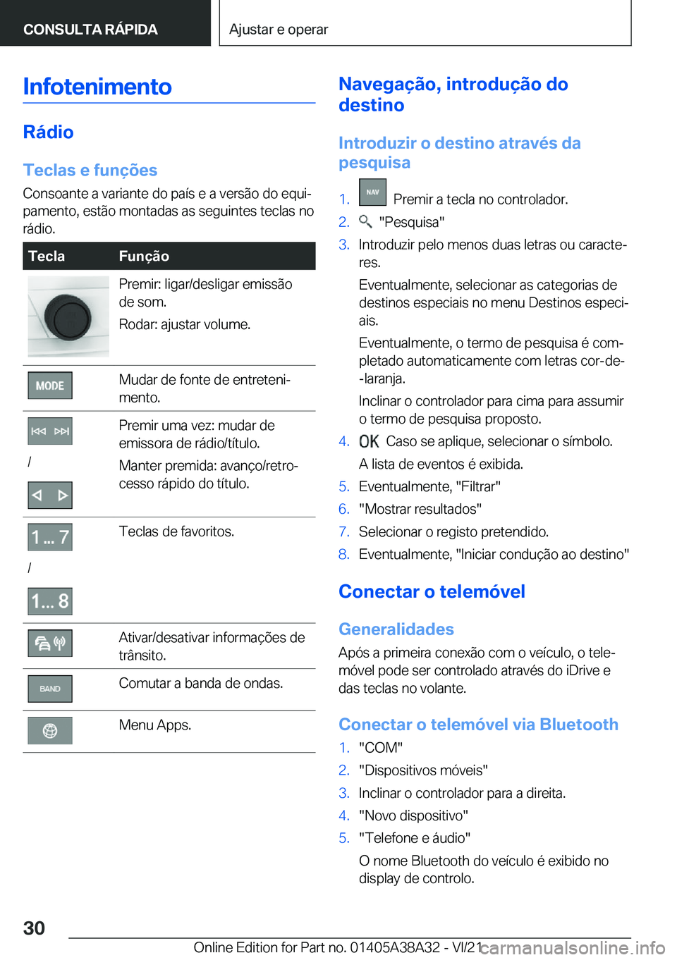 BMW 4 SERIES GRAN COUPE 2022  Manual do condutor (in Portuguese) �I�n�f�o�t�e�n�i�m�e�n�t�o
�R�á�d�i�o�T�e�c�l�a�s��e��f�u�n�