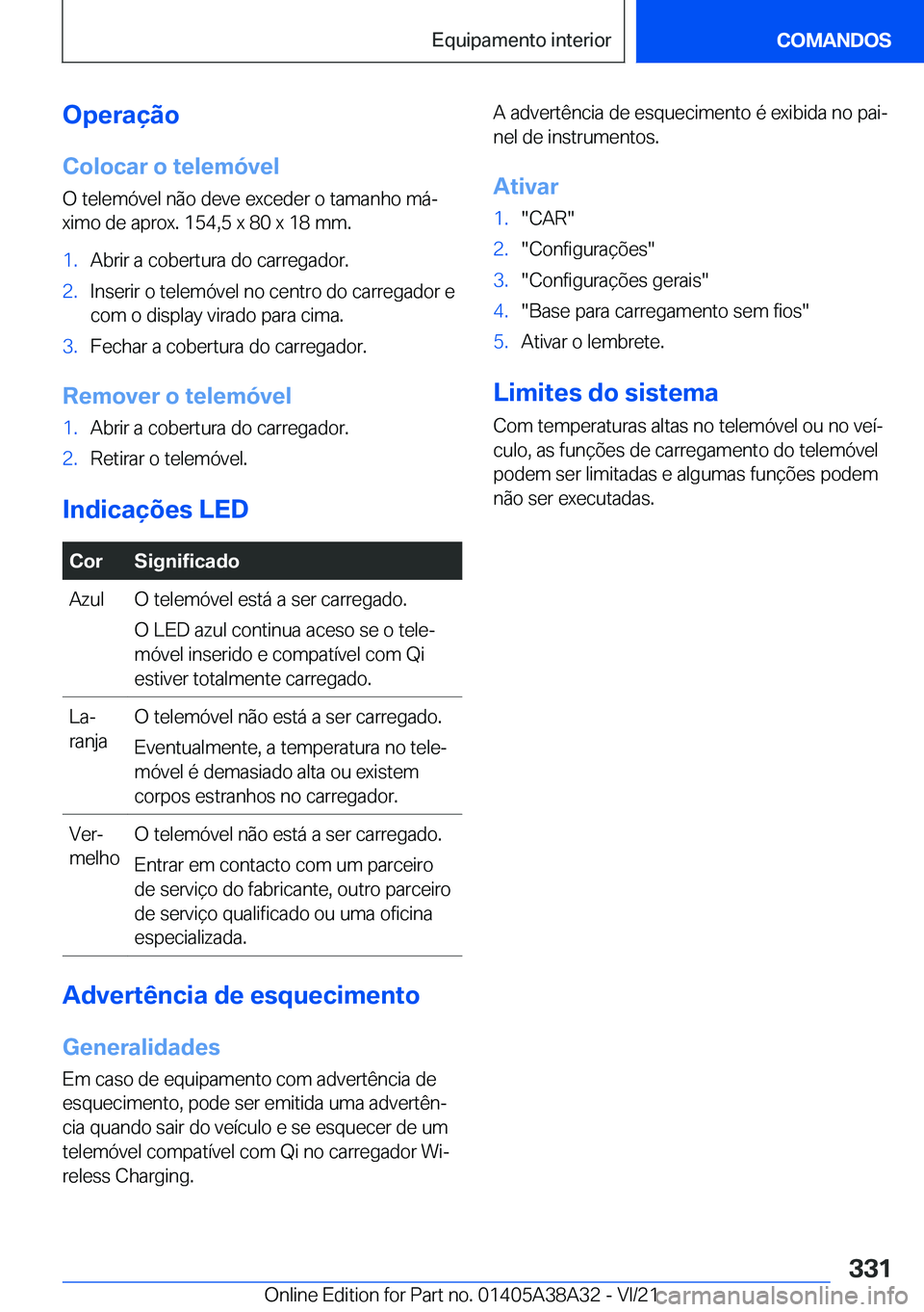 BMW 4 SERIES GRAN COUPE 2022  Manual do condutor (in Portuguese) �O�p�e�r�a�