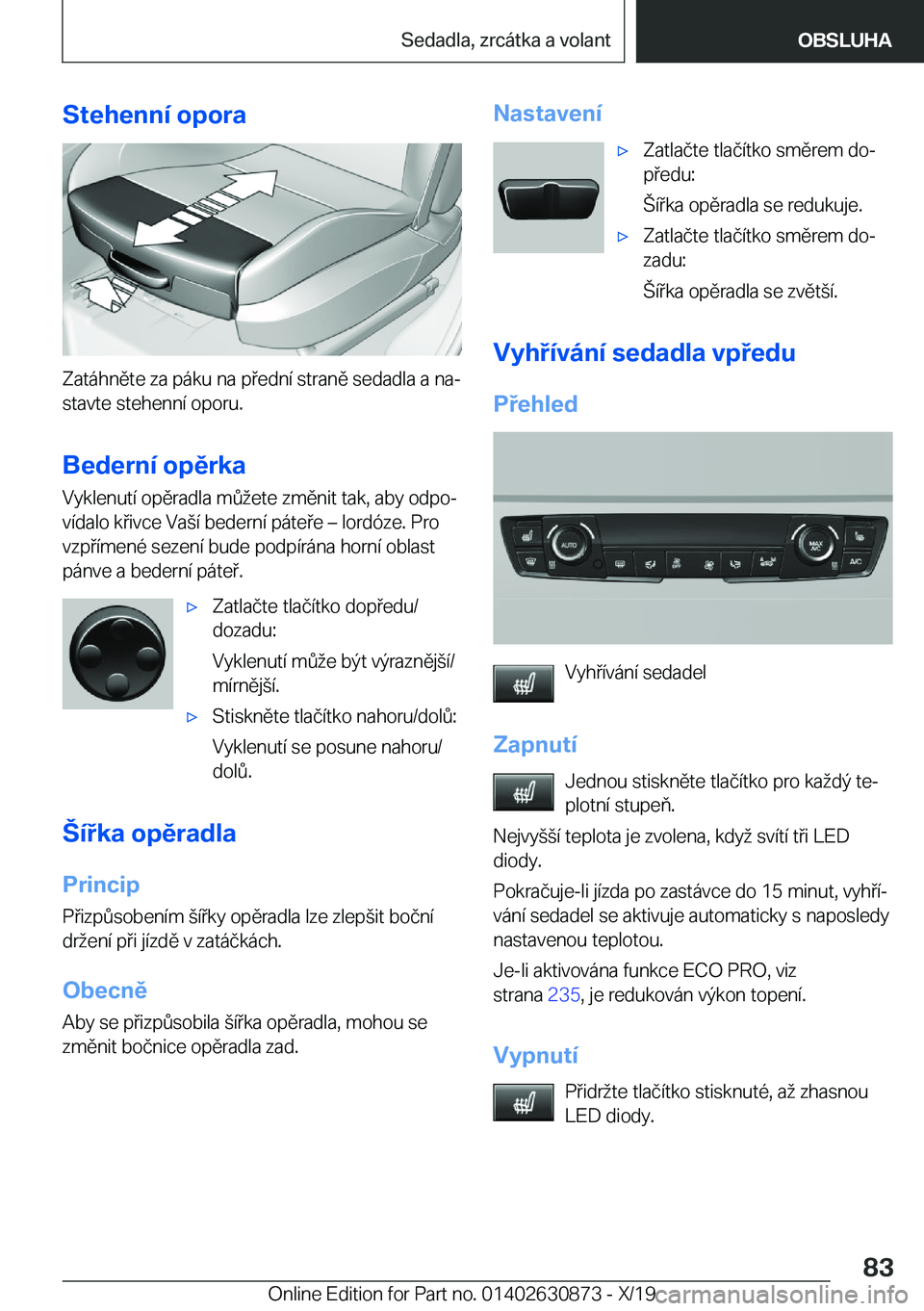 BMW 4 SERIES GRAN COUPE 2020  Návod na použití (in Czech) �S�t�e�h�e�n�n�