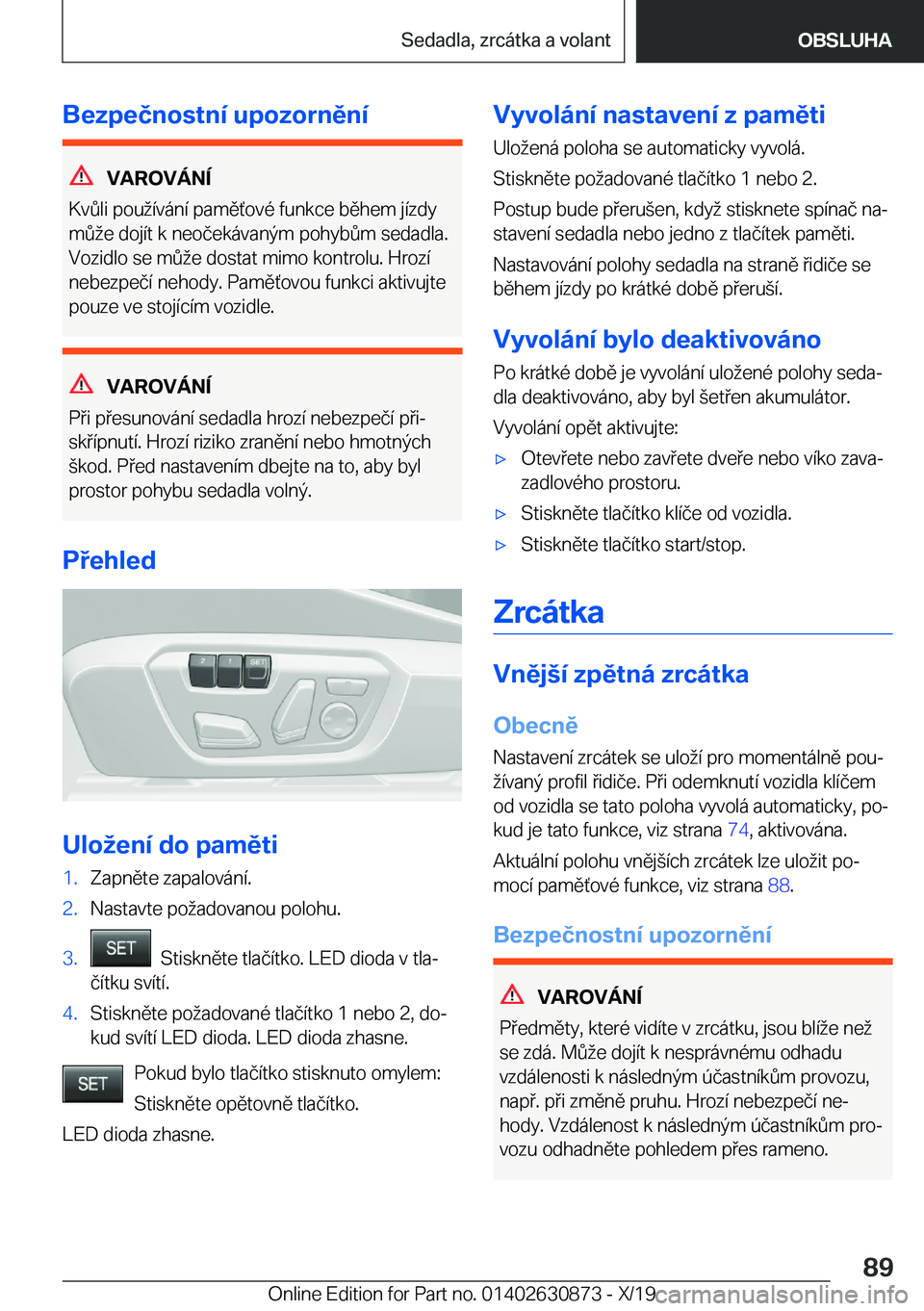 BMW 4 SERIES GRAN COUPE 2020  Návod na použití (in Czech) �B�e�z�p�e�č�n�o�s�t�n�