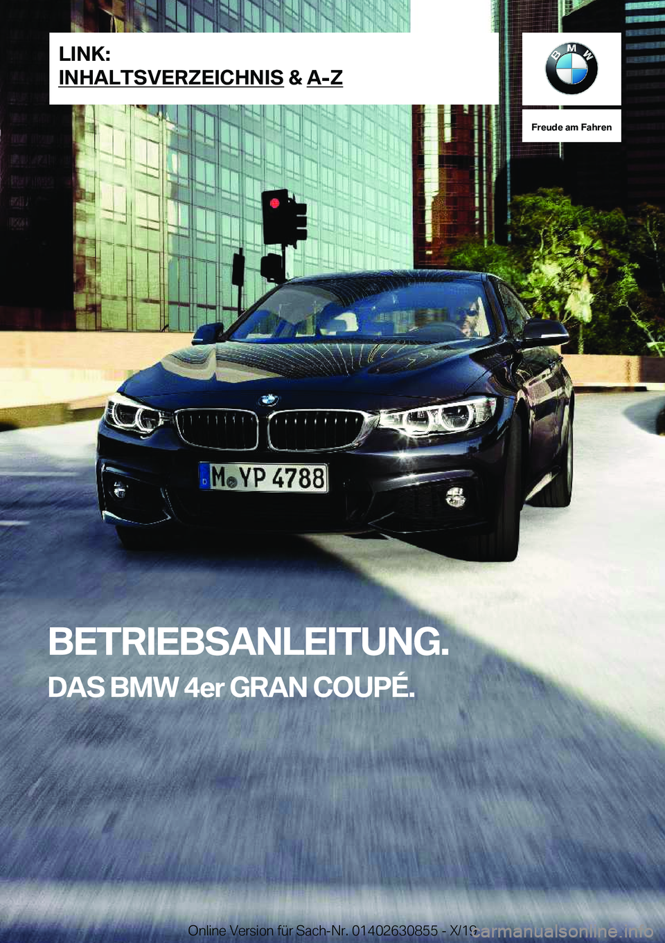 BMW 4 SERIES GRAN COUPE 2020  Betriebsanleitungen (in German) 