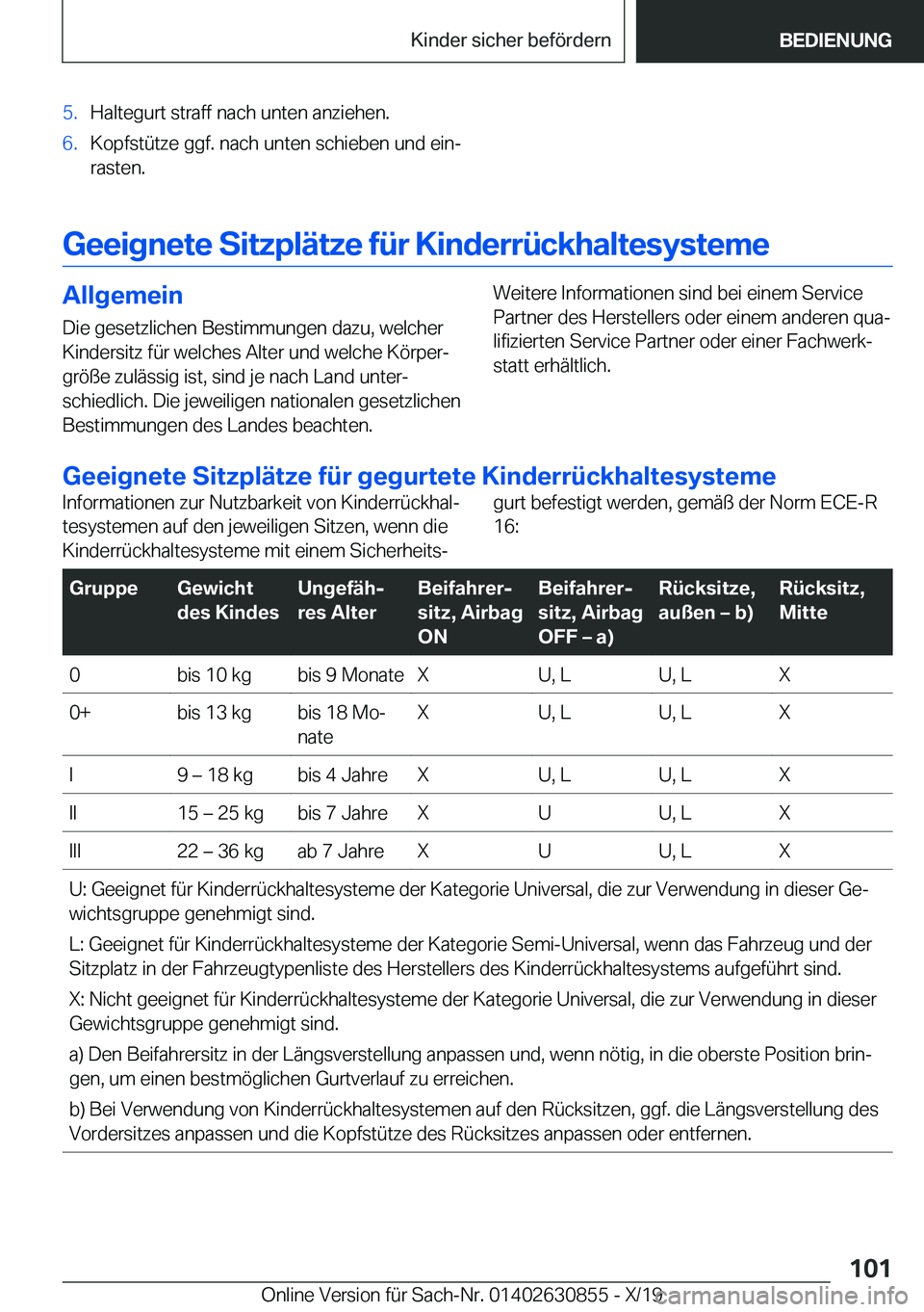 BMW 4 SERIES GRAN COUPE 2020  Betriebsanleitungen (in German) �5�.�H�a�l�t�e�g�u�r�t��s�t�r�a�f�f��n�a�c�h��u�n�t�e�n��a�n�z�i�e�h�e�n�.�6�.�K�o�p�f�s�t�