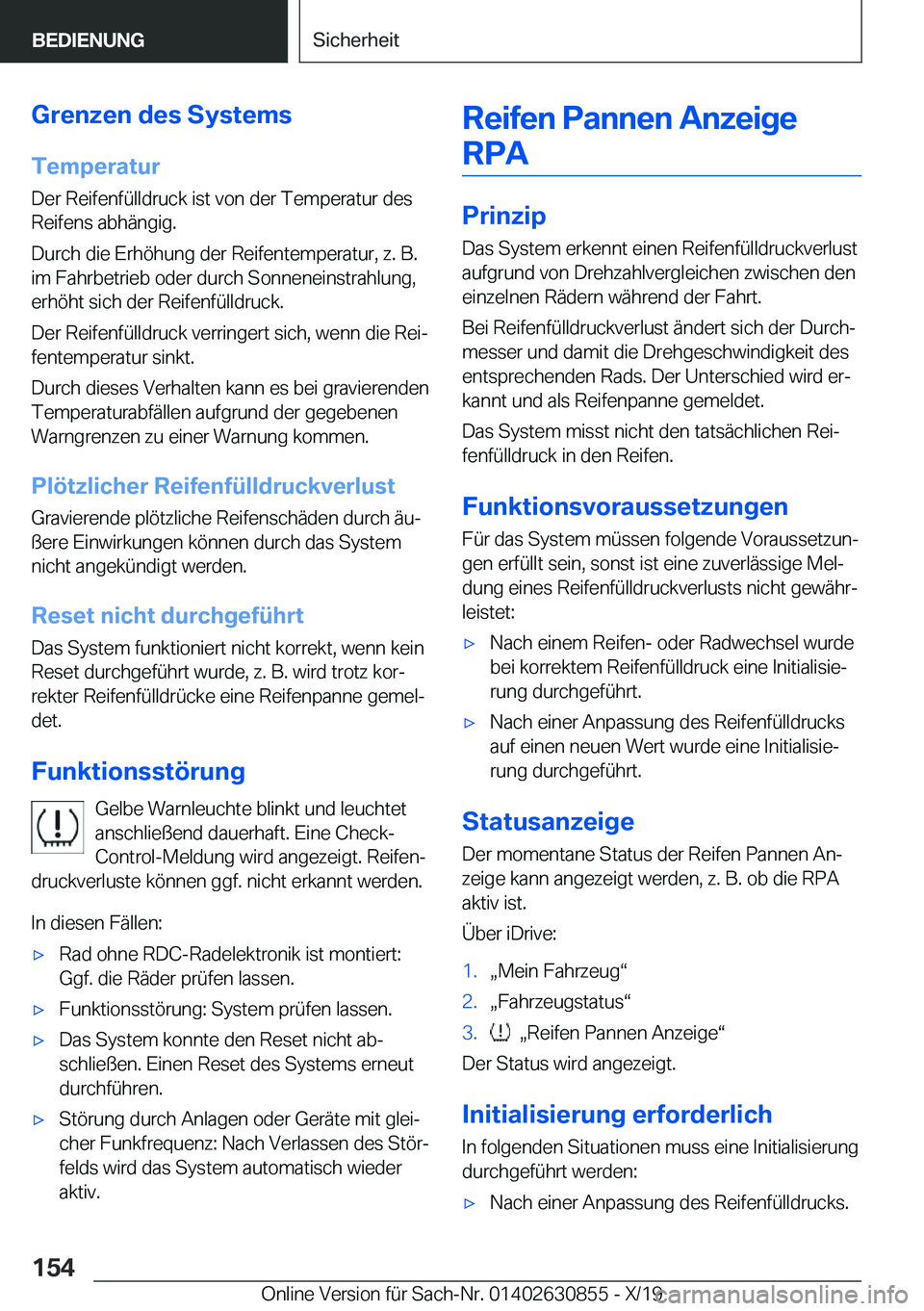 BMW 4 SERIES GRAN COUPE 2020  Betriebsanleitungen (in German) �G�r�e�n�z�e�n��d�e�s��S�y�s�t�e�m�s�T�e�m�p�e�r�a�t�u�r
�D�e�r��R�e�i�f�e�n�f�