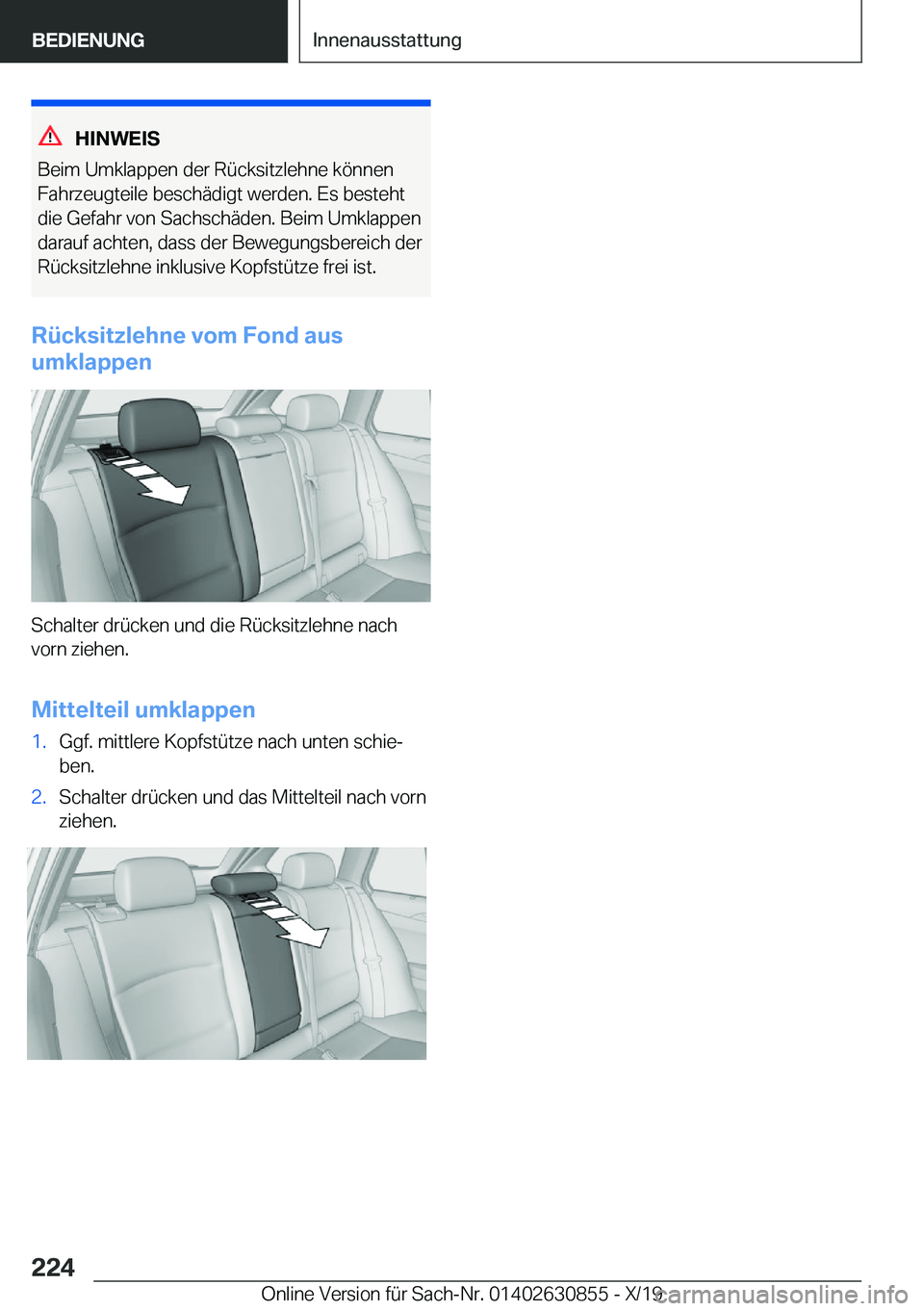 BMW 4 SERIES GRAN COUPE 2020  Betriebsanleitungen (in German) �H�I�N�W�E�I�S
�B�e�i�m��U�m�k�l�a�p�p�e�n��d�e�r��R�