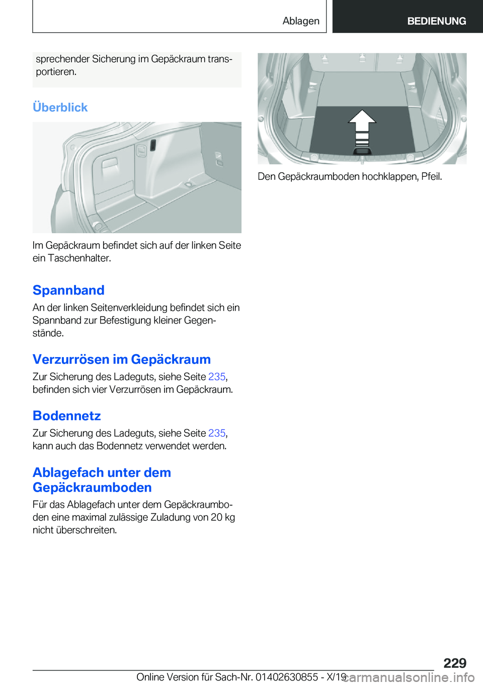 BMW 4 SERIES GRAN COUPE 2020  Betriebsanleitungen (in German) �s�p�r�e�c�h�e�n�d�e�r��S�i�c�h�e�r�u�n�g��i�m��G�e�p�