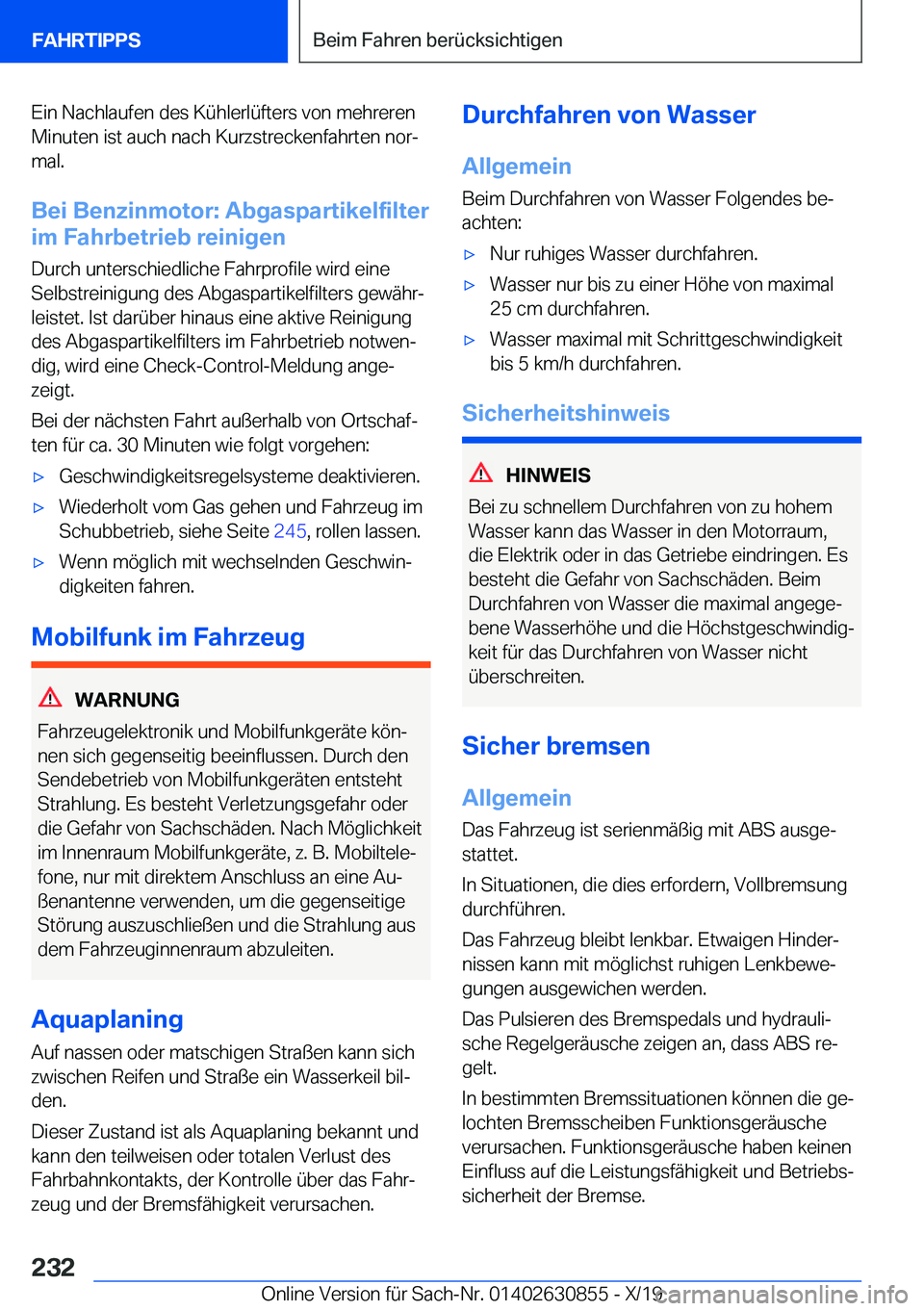 BMW 4 SERIES GRAN COUPE 2020  Betriebsanleitungen (in German) �E�i�n��N�a�c�h�l�a�u�f�e�n��d�e�s��K�