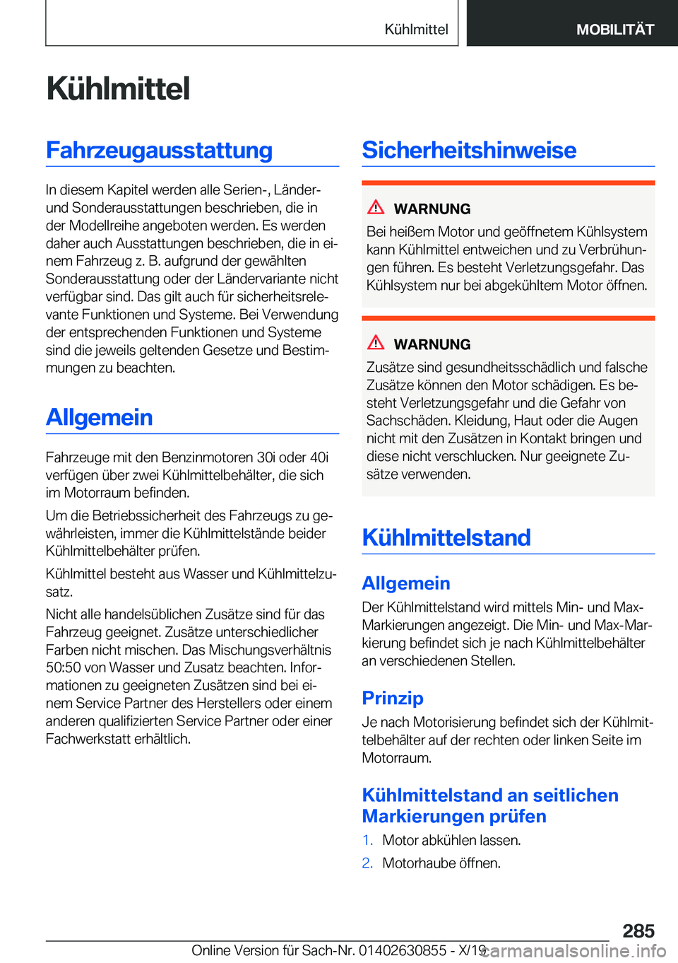 BMW 4 SERIES GRAN COUPE 2020  Betriebsanleitungen (in German) �K�