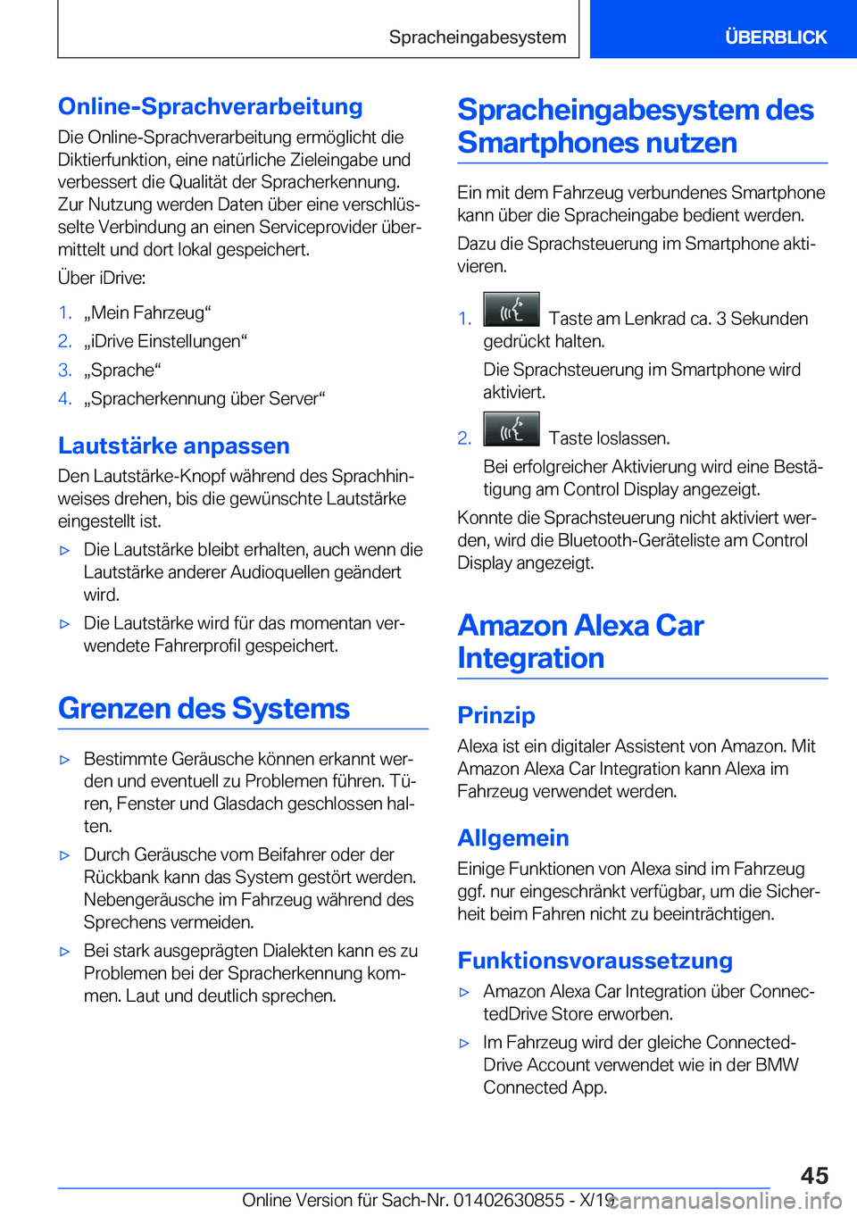 BMW 4 SERIES GRAN COUPE 2020  Betriebsanleitungen (in German) �O�n�l�i�n�e�-�S�p�r�a�c�h�v�e�r�a�r�b�e�i�t�u�n�g�D�i�e��O�n�l�i�n�e�-�S�p�r�a�c�h�v�e�r�a�r�b�e�i�t�u�n�g��e�r�m�