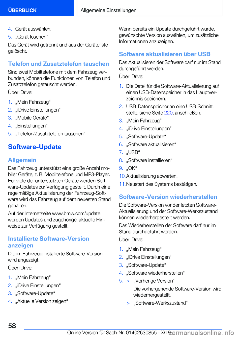 BMW 4 SERIES GRAN COUPE 2020  Betriebsanleitungen (in German) �4�.�G�e�r�