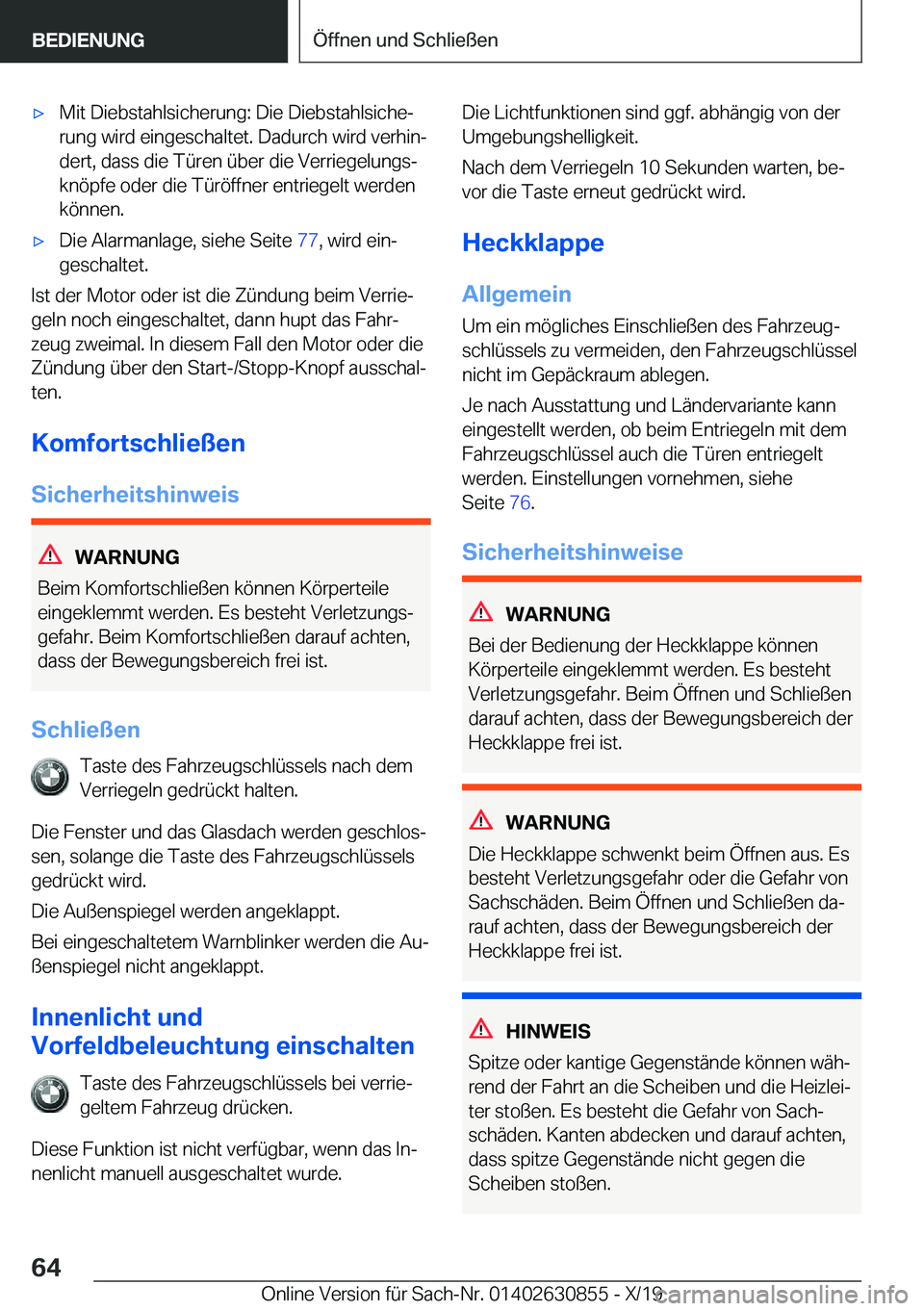 BMW 4 SERIES GRAN COUPE 2020  Betriebsanleitungen (in German) x�M�i�t��D�i�e�b�s�t�a�h�l�s�i�c�h�e�r�u�n�g�:��D�i�e��D�i�e�b�s�t�a�h�l�s�i�c�h�ej
�r�u�n�g��w�i�r�d��e�i�n�g�e�s�c�h�a�l�t�e�t�.��D�a�d�u�r�c�h��w�i�r�d��v�e�r�h�i�nj �d�e�r�t�,��d�a�s�s