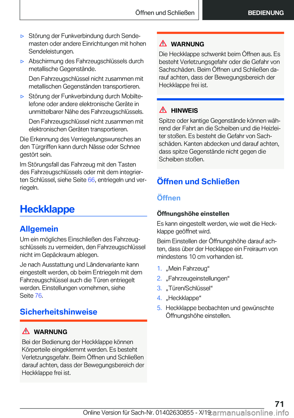 BMW 4 SERIES GRAN COUPE 2020  Betriebsanleitungen (in German) x�S�t�