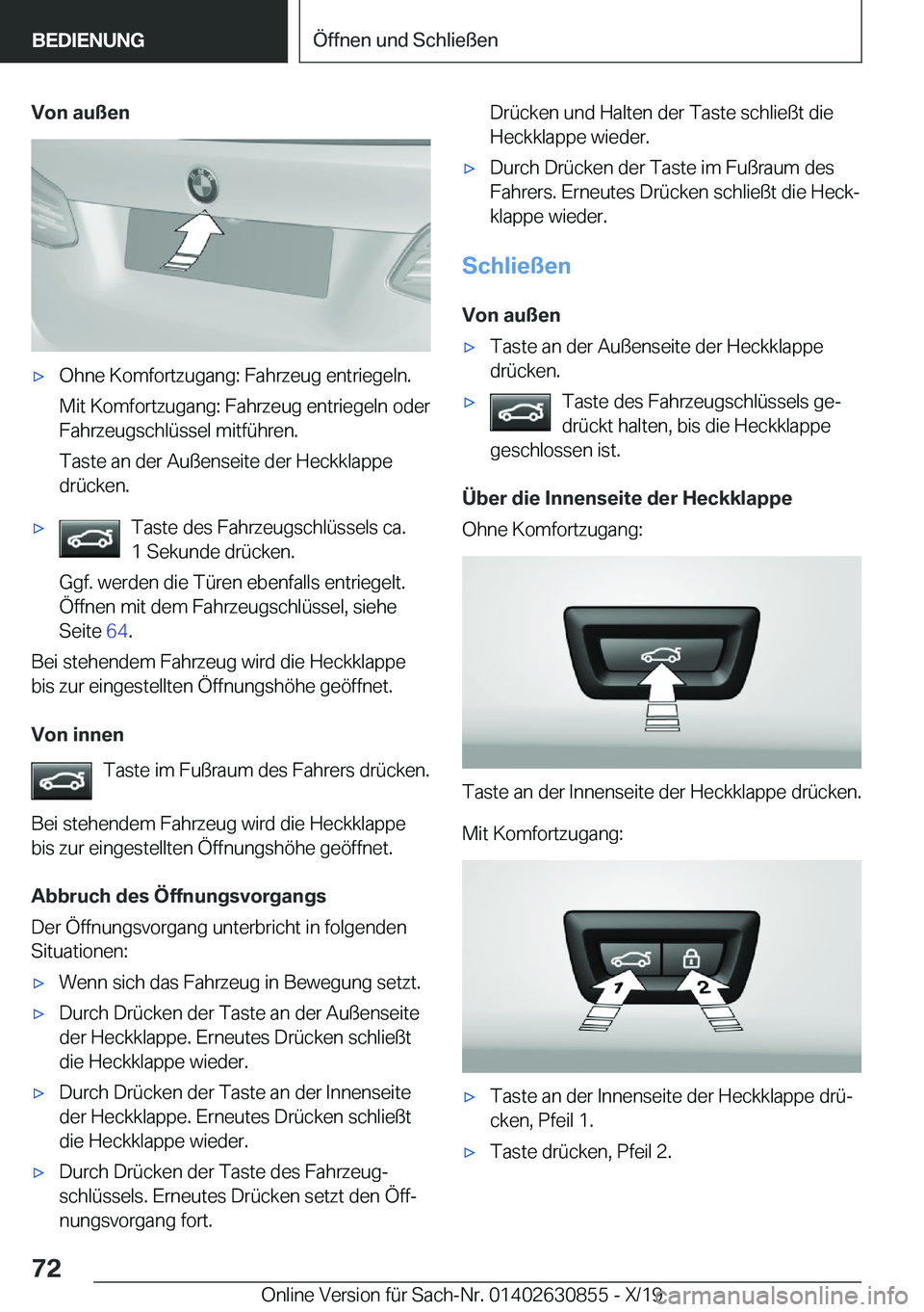 BMW 4 SERIES GRAN COUPE 2020  Betriebsanleitungen (in German) �V�o�n��a�u�