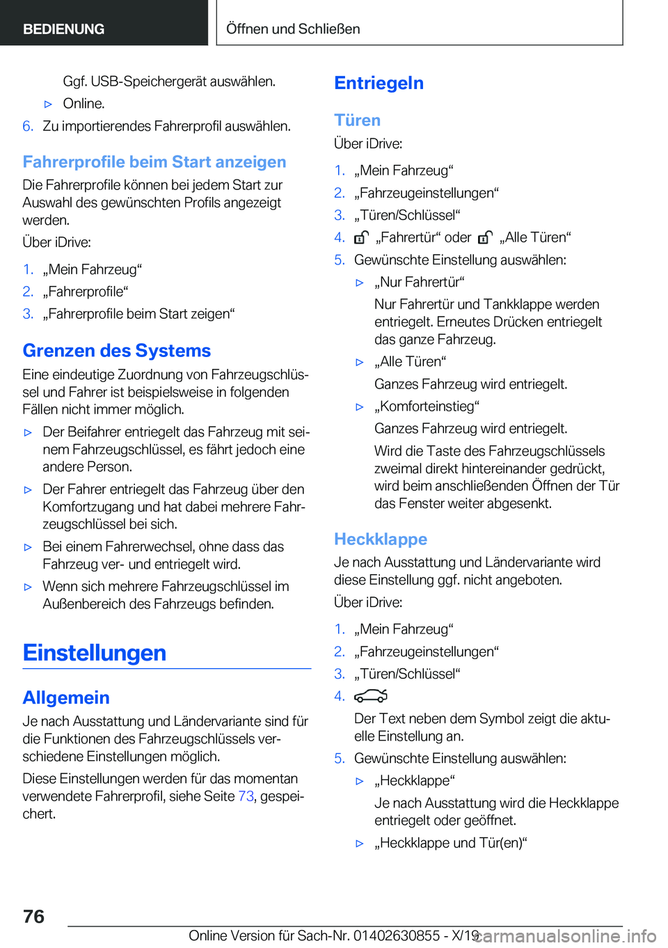BMW 4 SERIES GRAN COUPE 2020  Betriebsanleitungen (in German) �G�g�f�.��U�S�B�-�S�p�e�i�c�h�e�r�g�e�r�