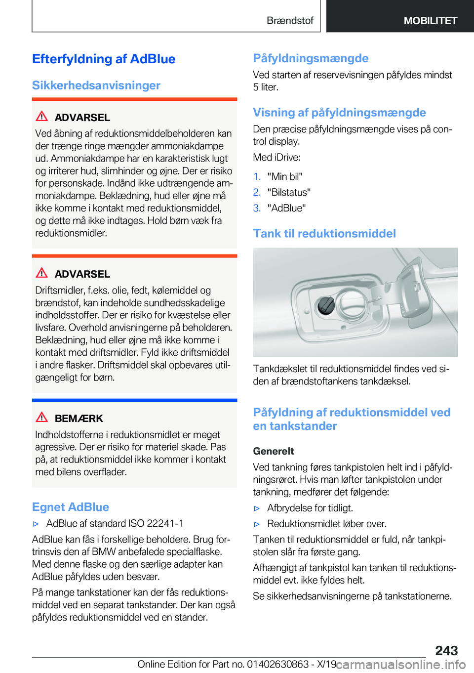 BMW 4 SERIES GRAN COUPE 2020  InstruktionsbØger (in Danish) �E�f�t�e�r�f�y�l�d�n�i�n�g��a�f��A�d�B�l�u�e�S�i�k�k�e�r�h�e�d�s�a�n�v�i�s�n�i�n�g�e�r
�A�D�V�A�R�S�E�L
�V�e�d��å�b�n�i�n�g��a�f��r�e�d�u�k�t�i�o�n�s�m�i�d�d�e�l�b�e�h�o�l�d�e�r�e�n��k�a�n �d�e
