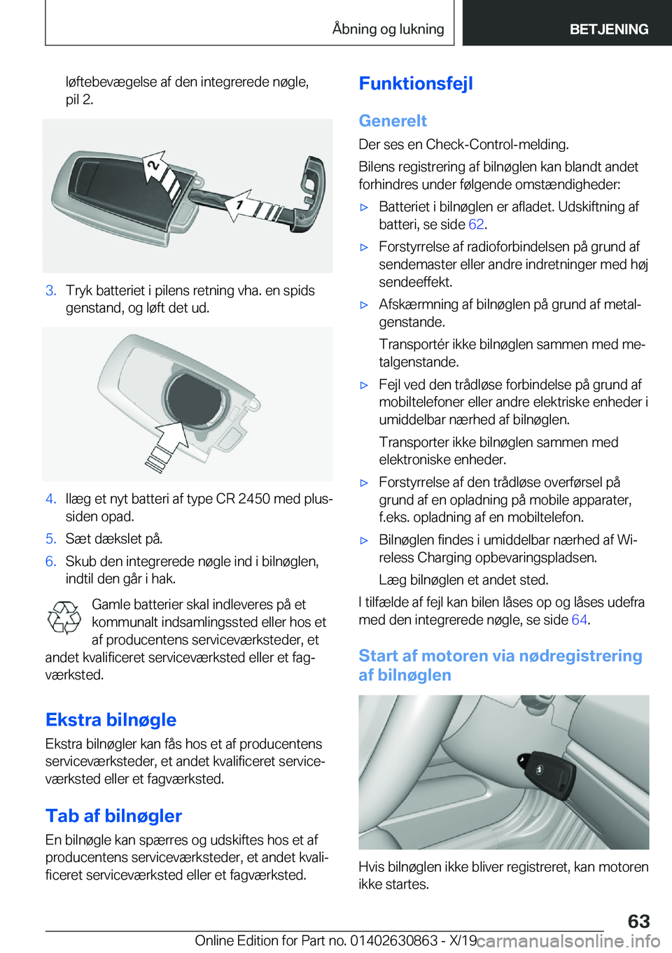 BMW 4 SERIES GRAN COUPE 2020  InstruktionsbØger (in Danish) �l�