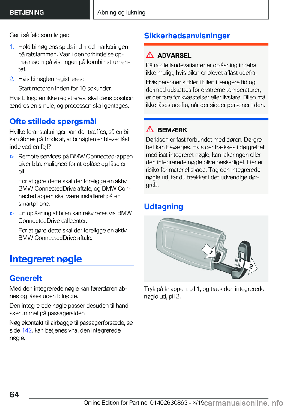 BMW 4 SERIES GRAN COUPE 2020  InstruktionsbØger (in Danish) �G�