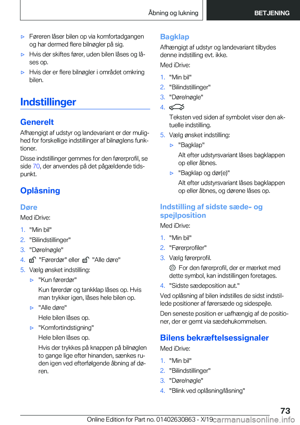 BMW 4 SERIES GRAN COUPE 2020  InstruktionsbØger (in Danish) 'x�F�