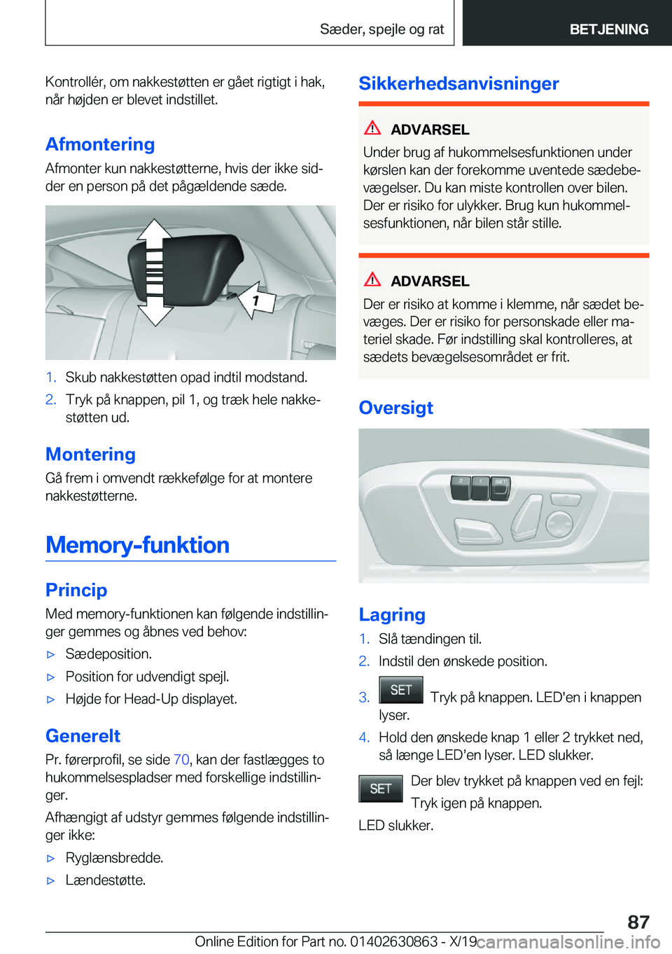 BMW 4 SERIES GRAN COUPE 2020  InstruktionsbØger (in Danish) �K�o�n�t�r�o�l�l�