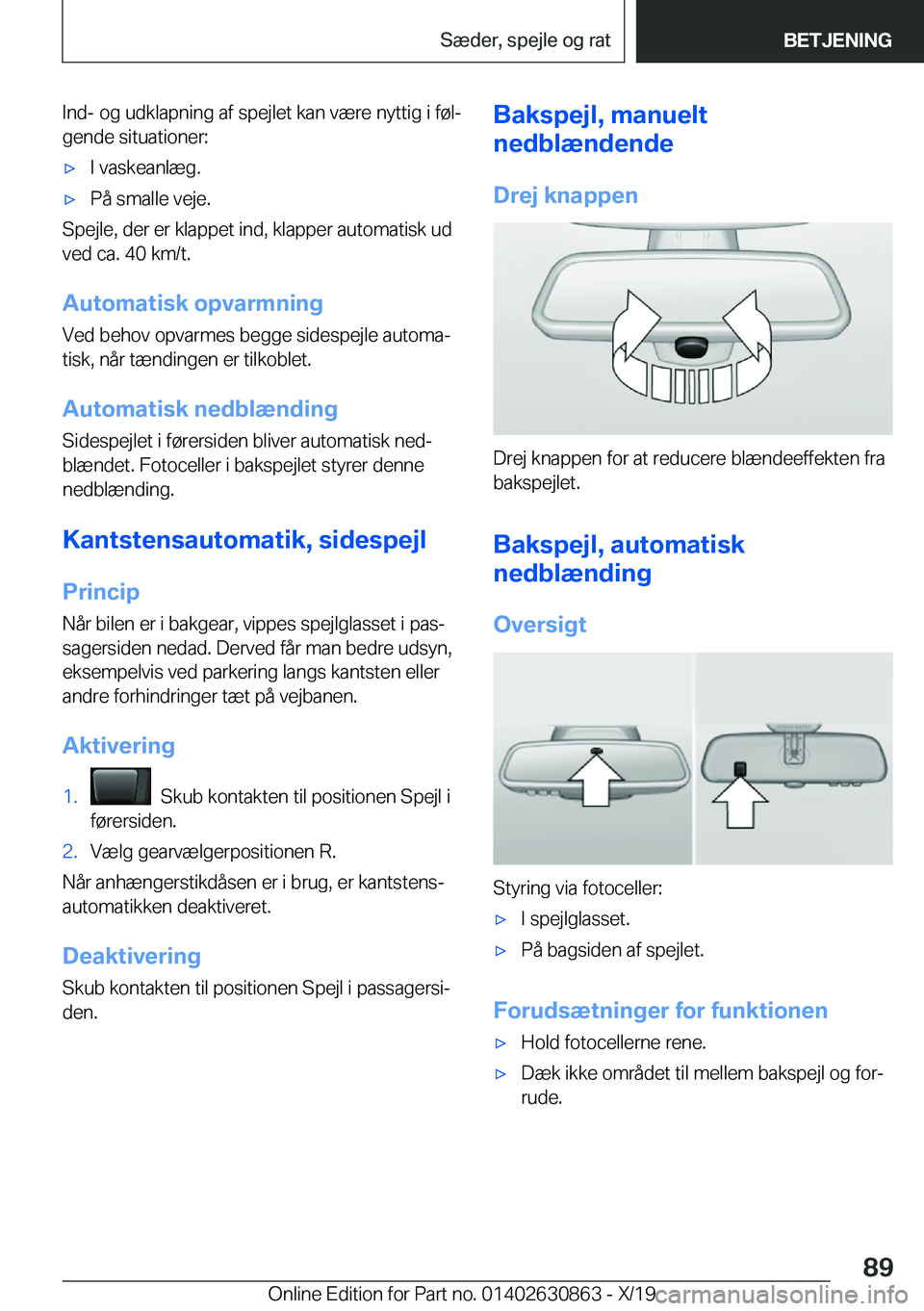 BMW 4 SERIES GRAN COUPE 2020  InstruktionsbØger (in Danish) �I�n�d�-��o�g��u�d�k�l�a�p�n�i�n�g��a�f��s�p�e�j�l�e�t��k�a�n��v�æ�r�e��n�y�t�t�i�g��i��f�