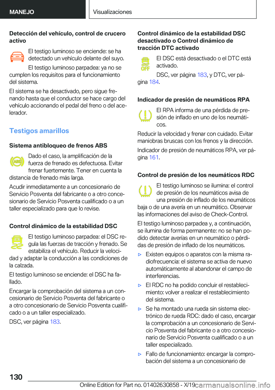BMW 4 SERIES GRAN COUPE 2020  Manuales de Empleo (in Spanish) �D�e�t�e�c�c�i�