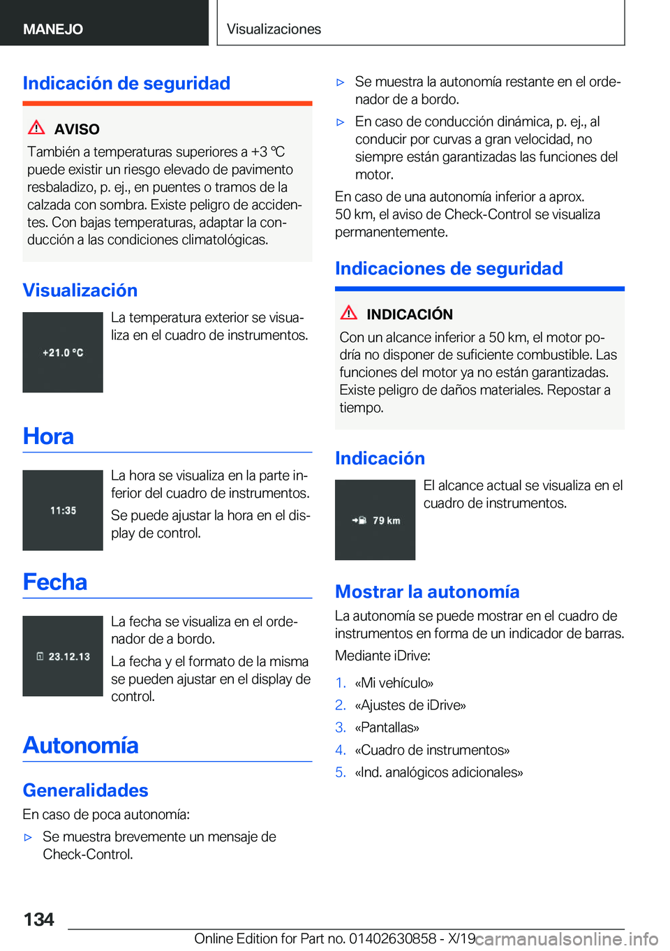 BMW 4 SERIES GRAN COUPE 2020  Manuales de Empleo (in Spanish) �I�n�d�i�c�a�c�i�