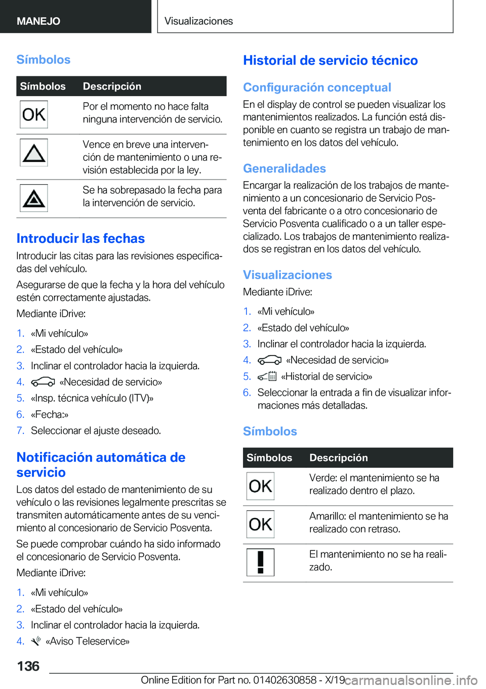 BMW 4 SERIES GRAN COUPE 2020  Manuales de Empleo (in Spanish) �S�
